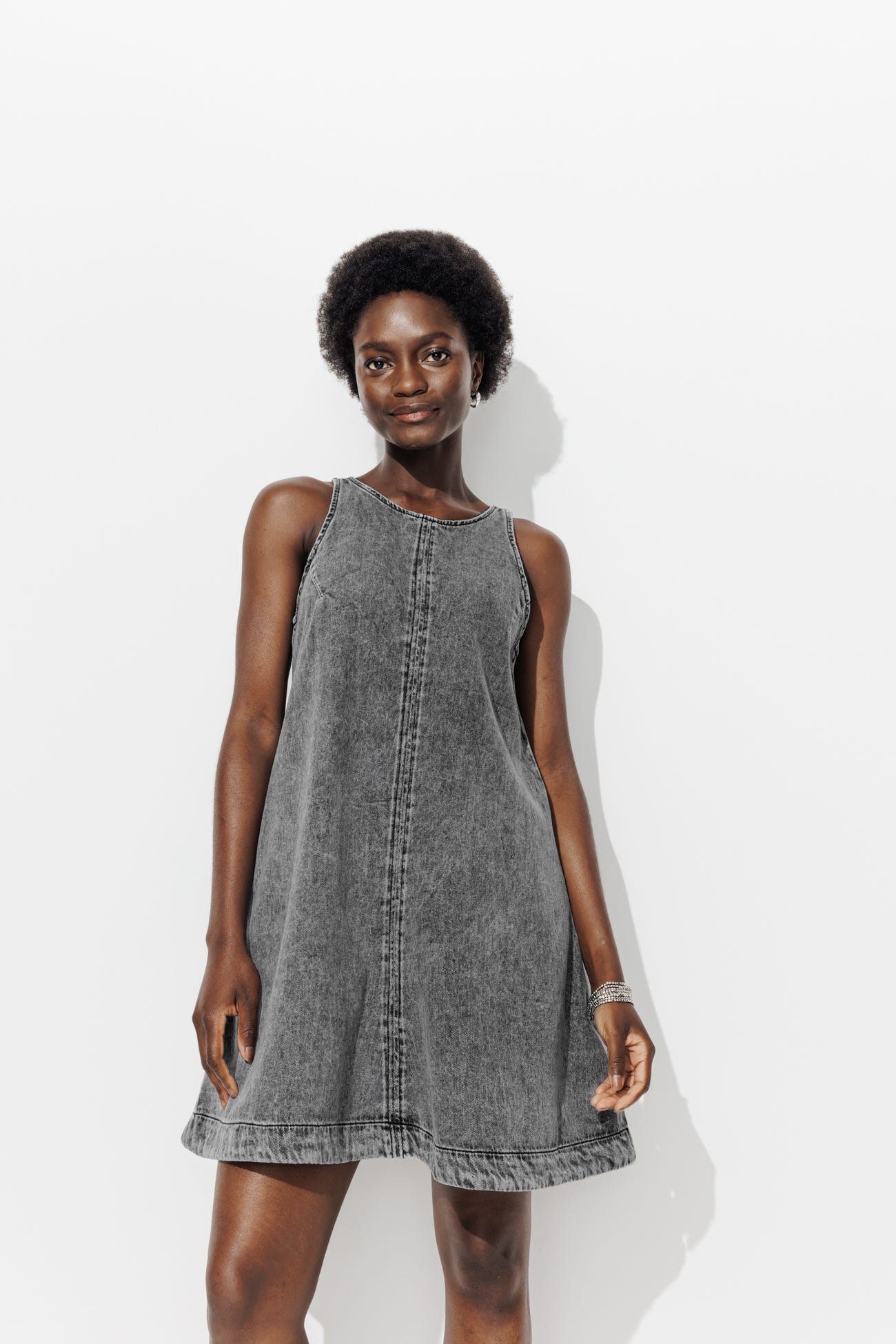 Robe courte trapèze en jean