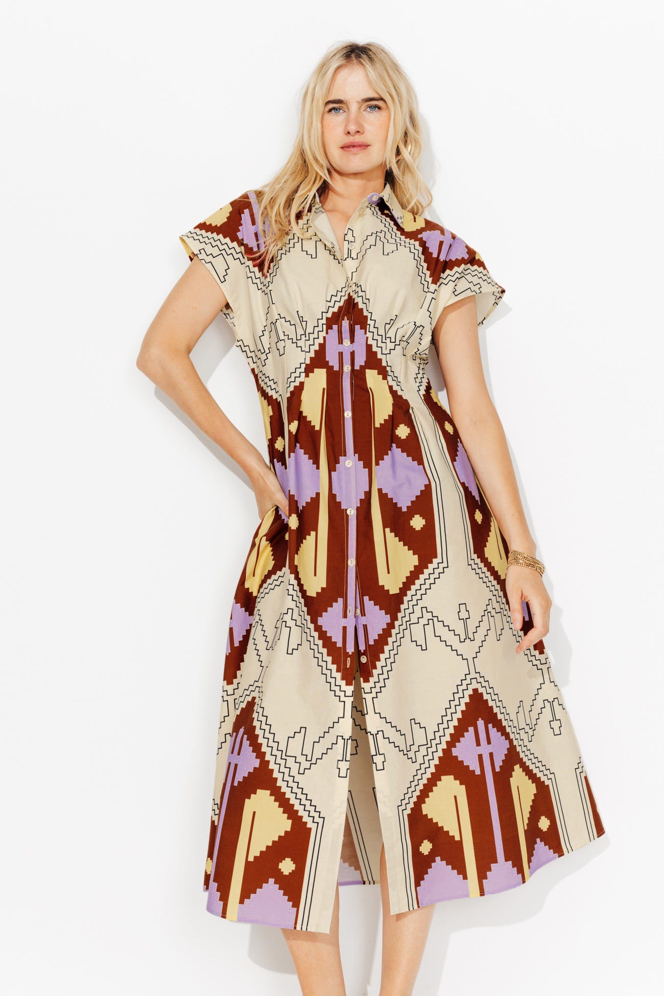 Longue robe-chemise imprimée