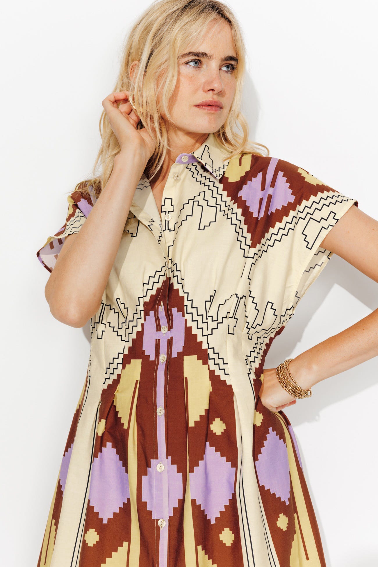 Longue robe-chemise imprimée