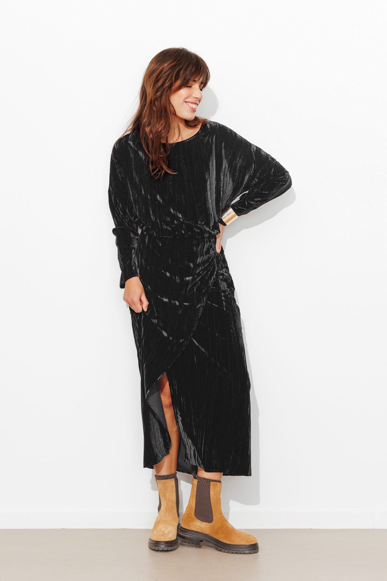 Robe en panne de velours Femme