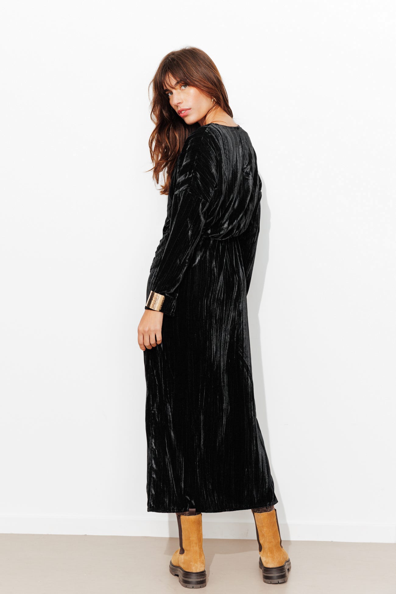 Robe en panne de velours Femme