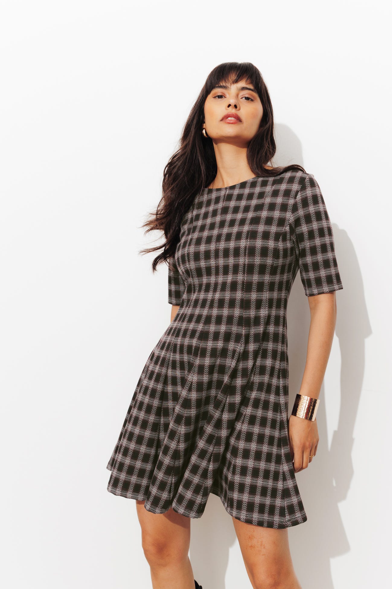 Robe courte à carreaux