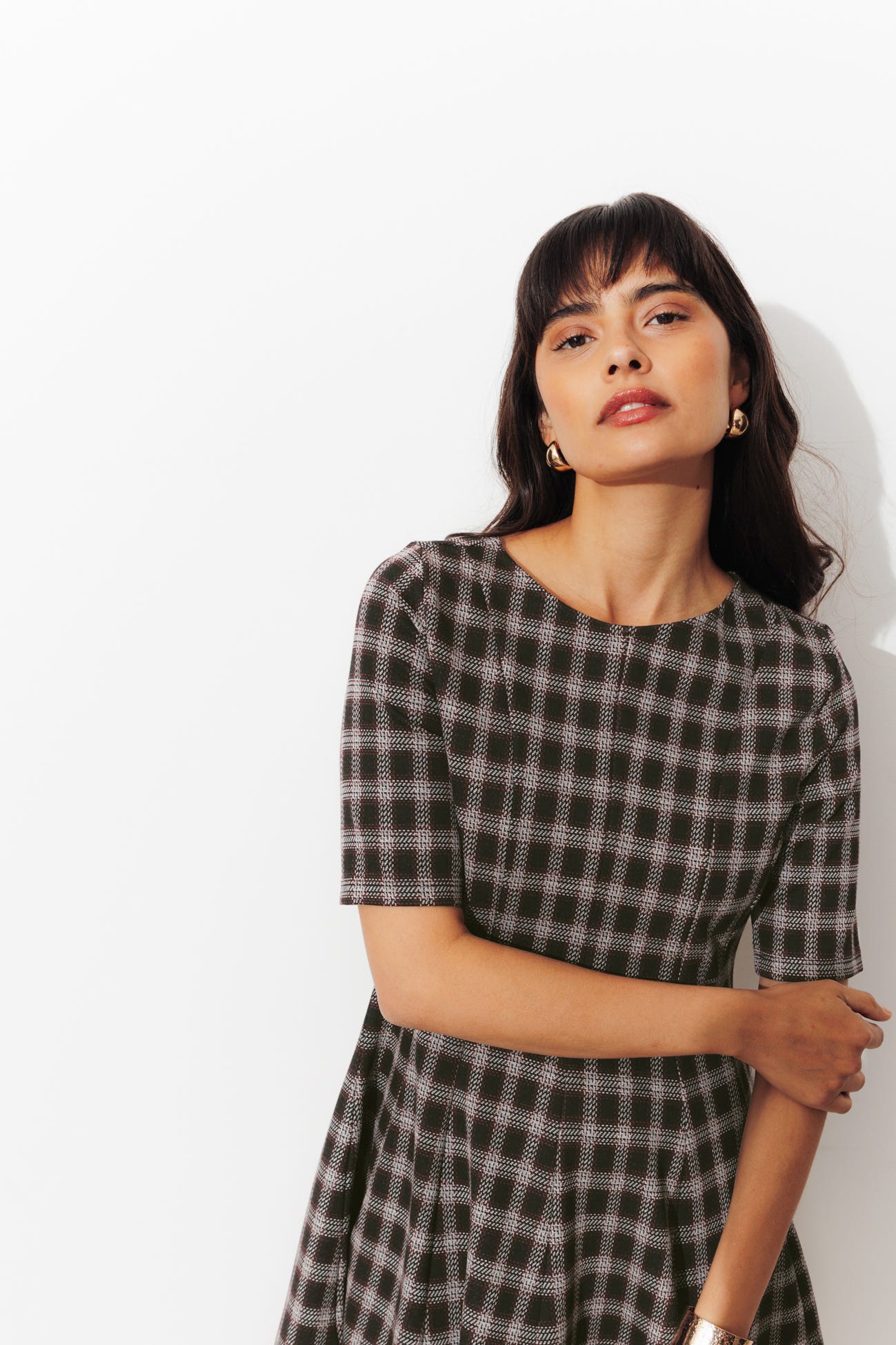 Robe courte à carreaux