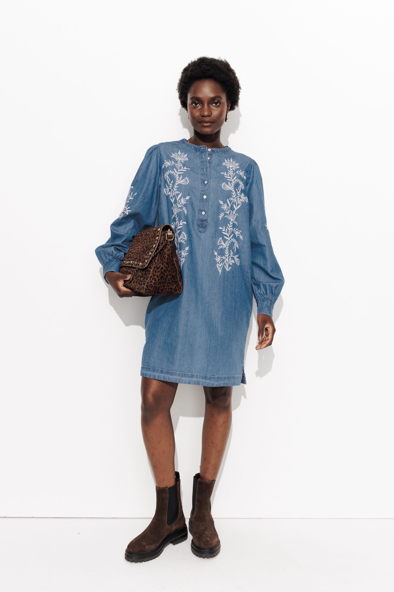 Robe-tunique brodée Femme