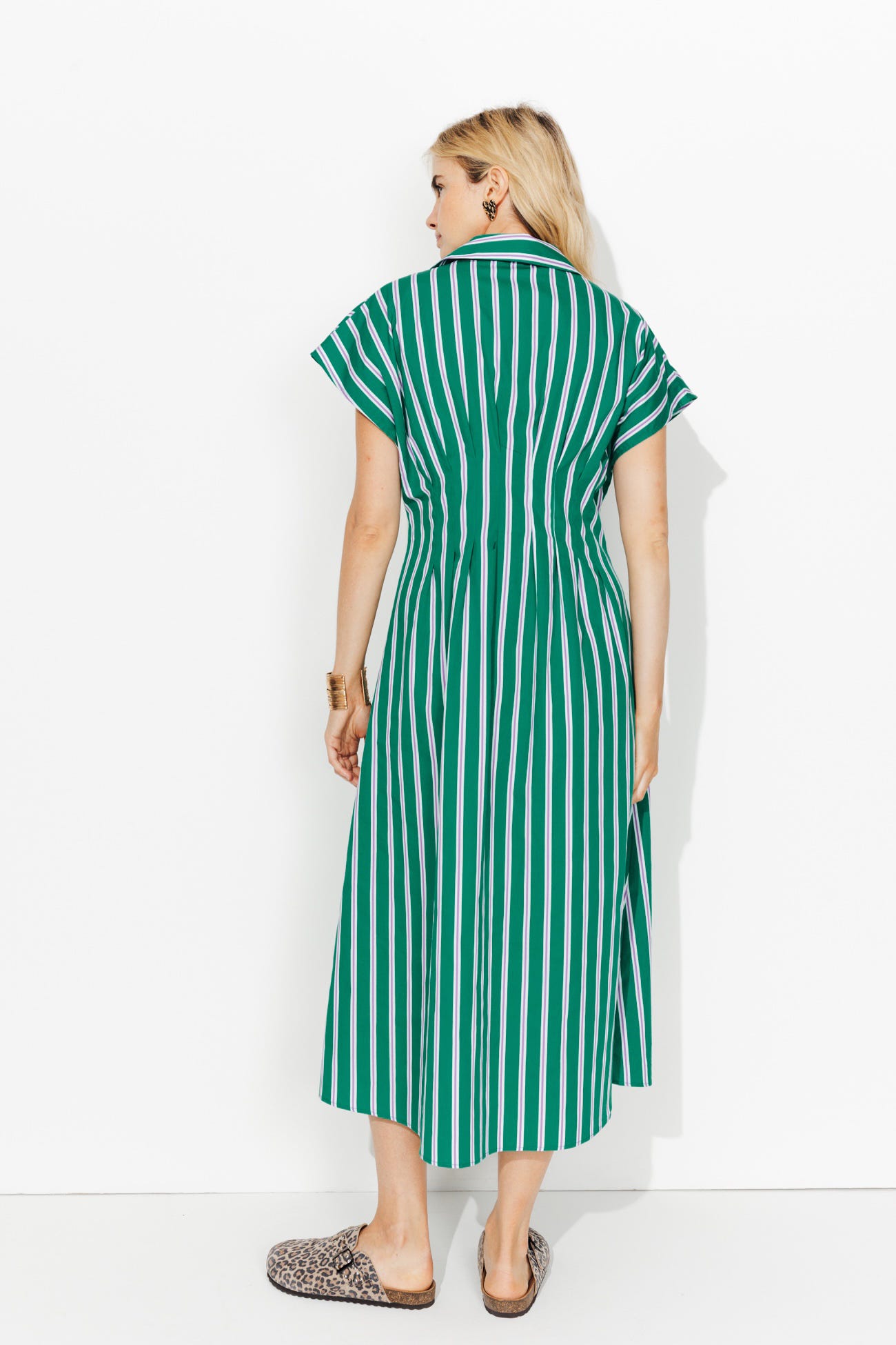 Longue robe-chemise rayée
