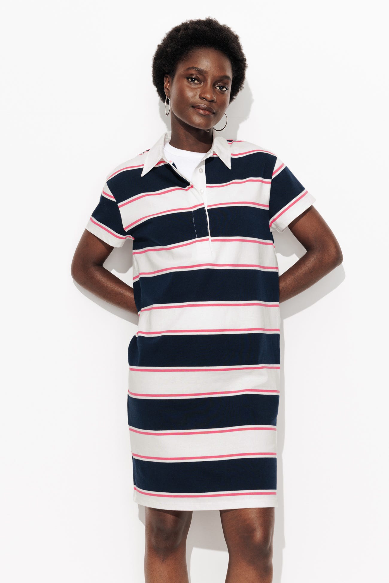 Robe-polo rayée en jersey