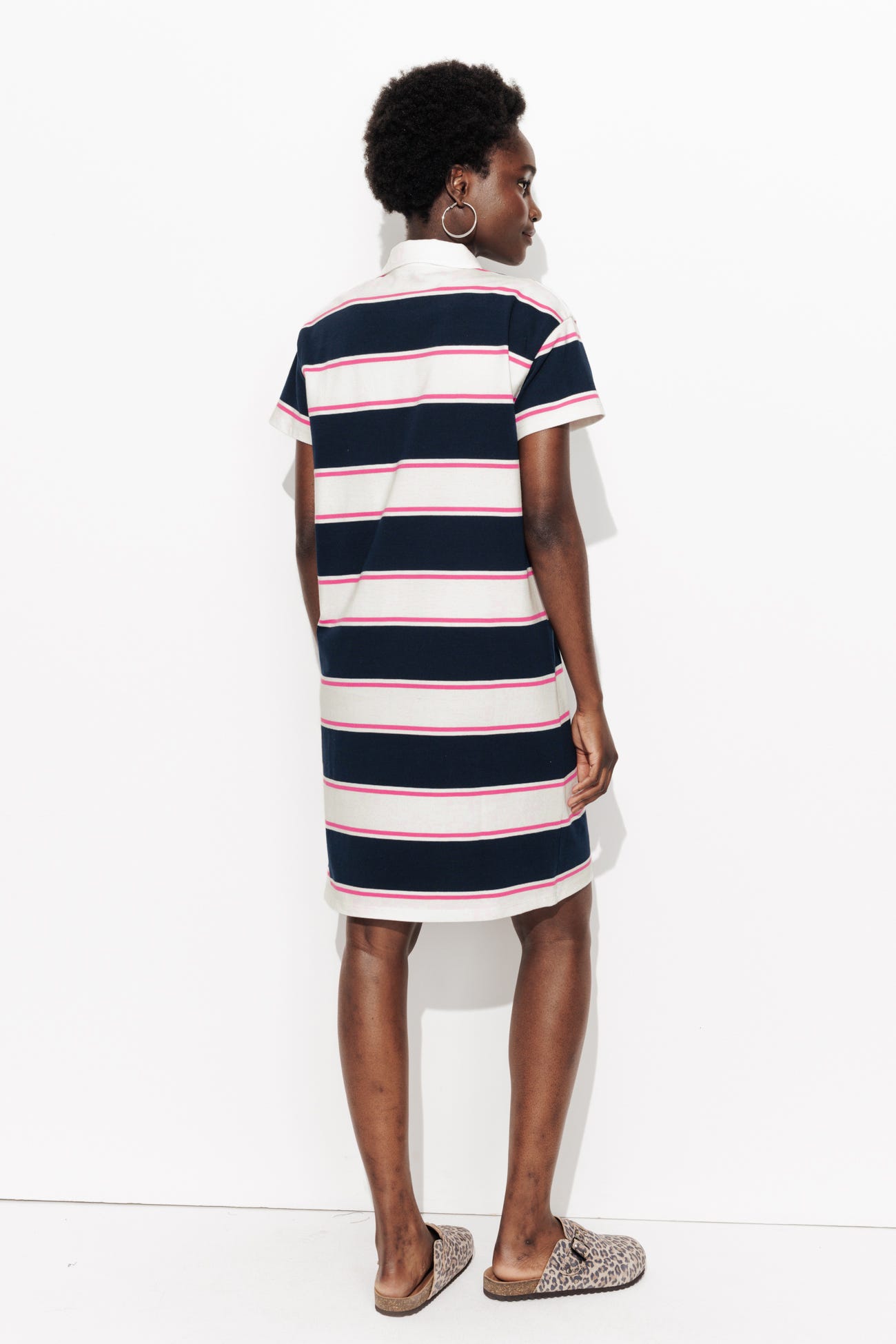 Robe-polo rayée en jersey