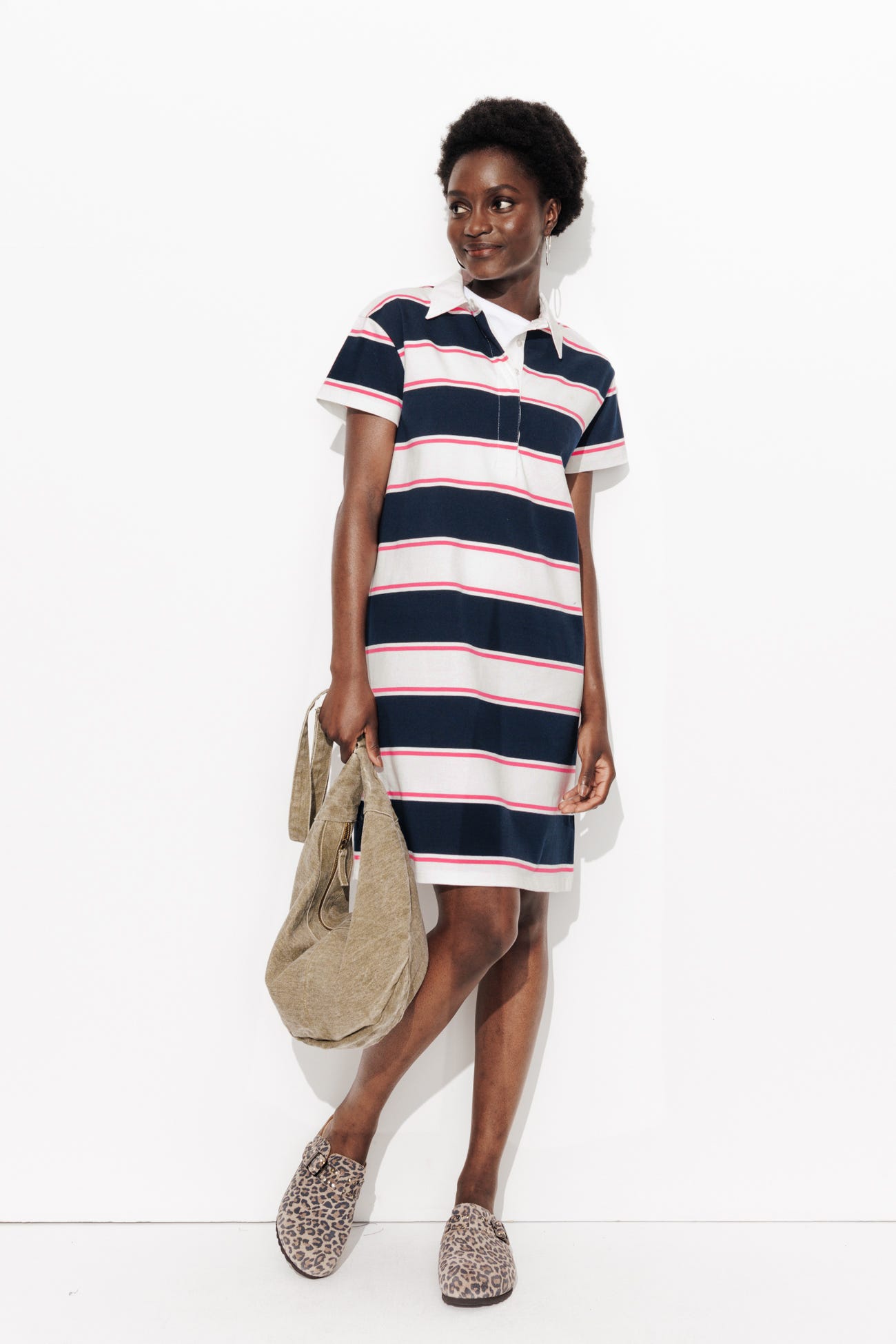 Robe-polo rayée en jersey