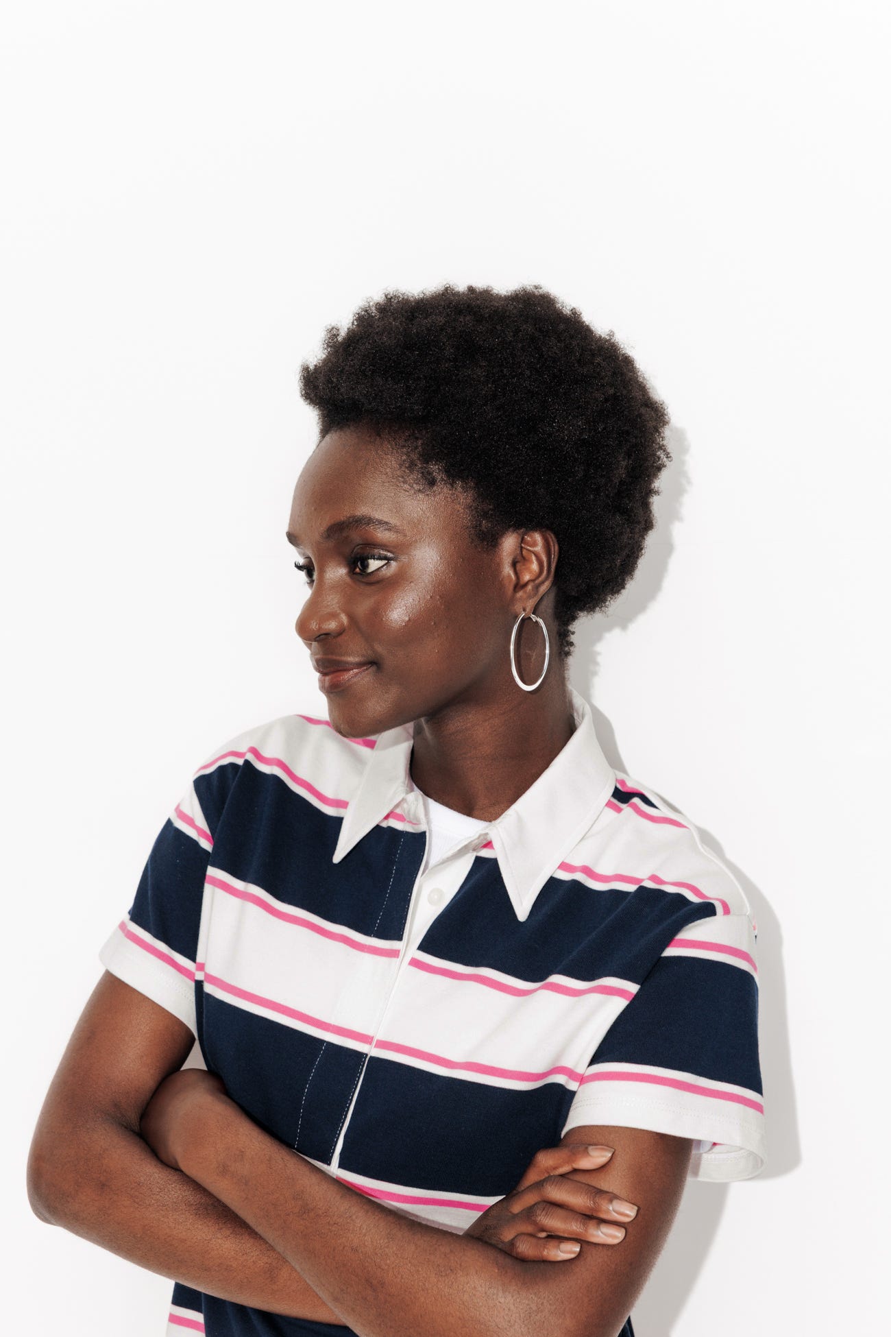 Robe-polo rayée en jersey
