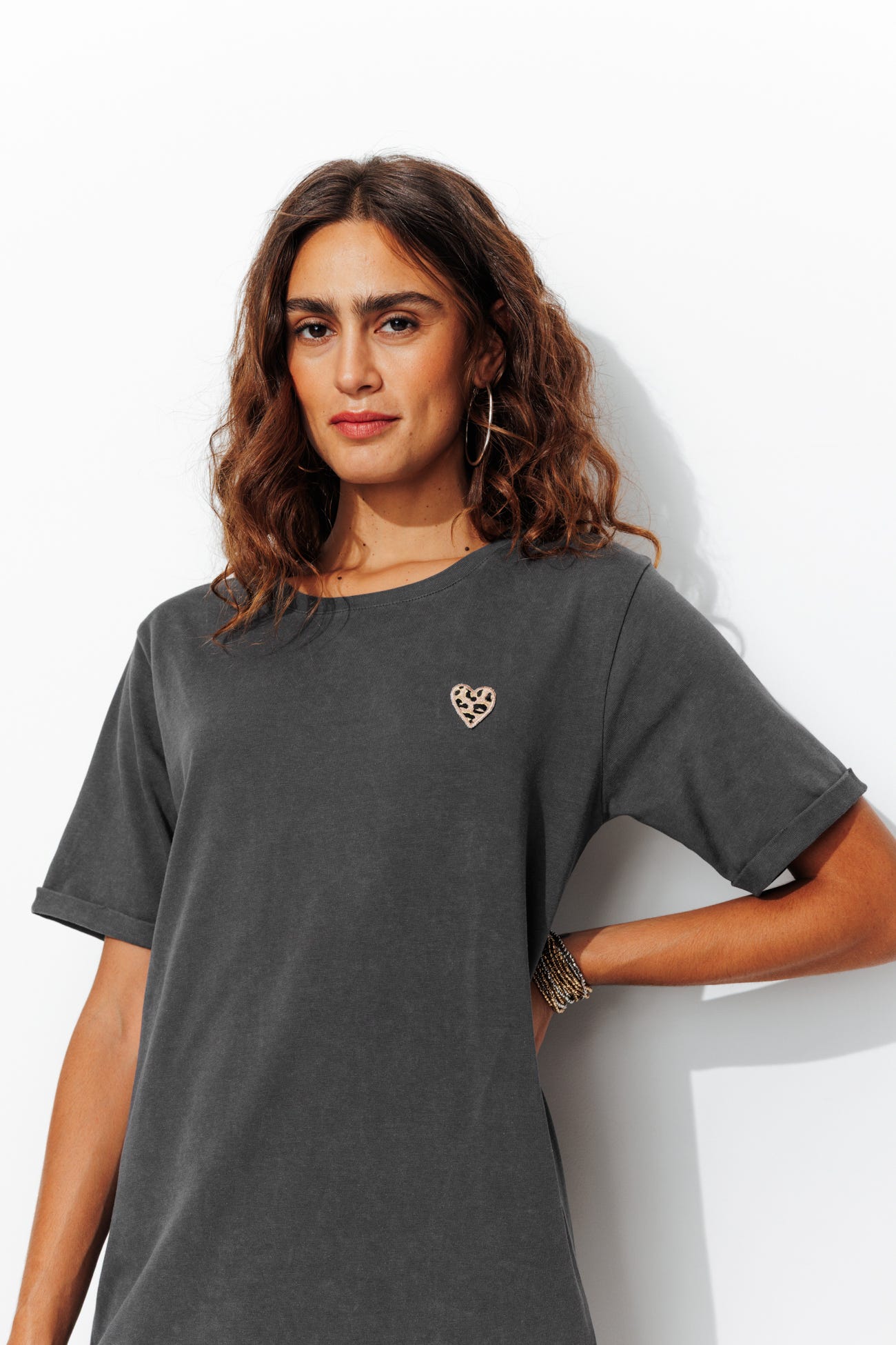 Robe t-shirt coeur léopard