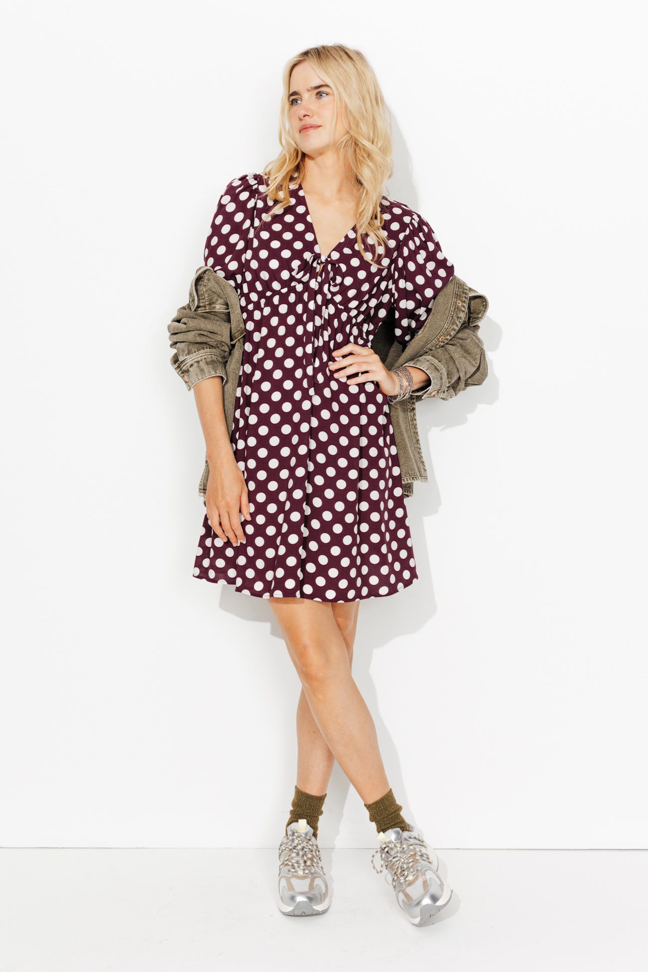 Robe courte à pois Femme