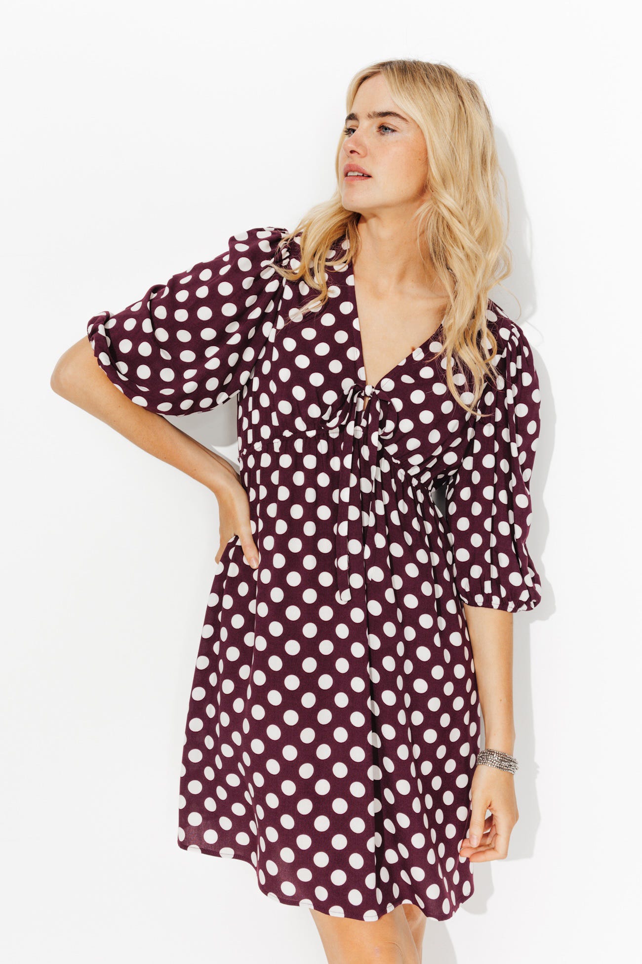 Robe courte à pois Femme