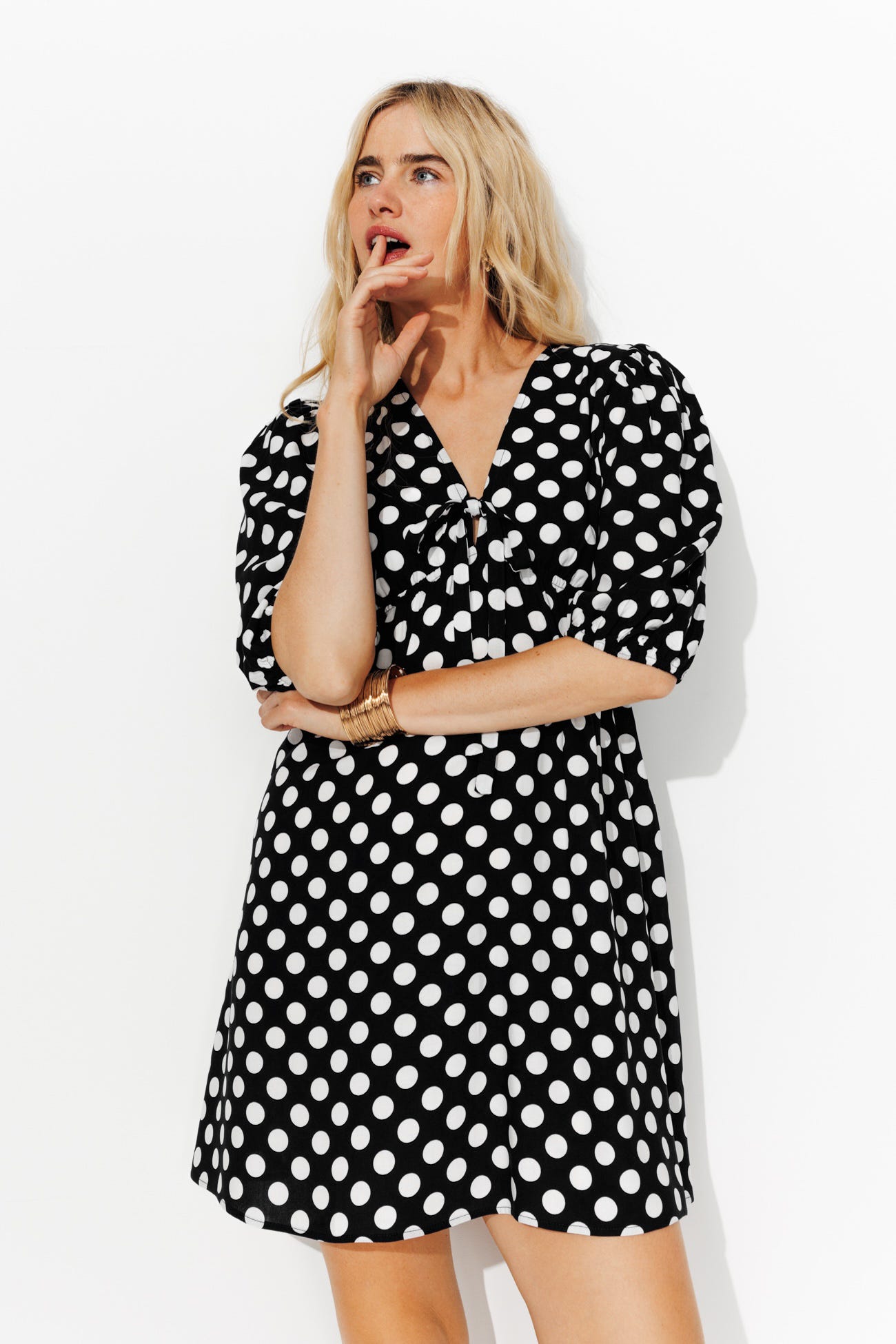 Robe courte à pois Femme