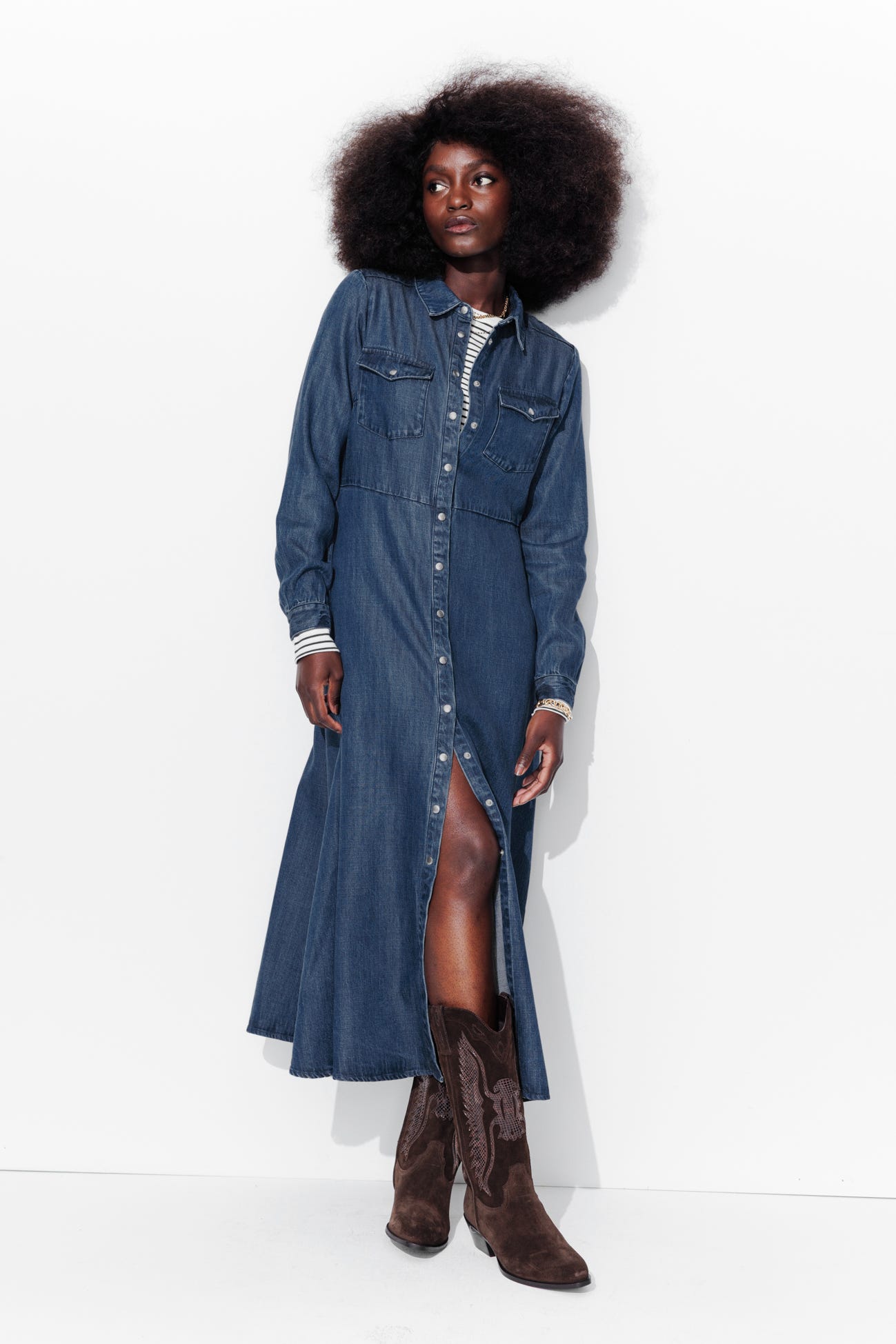 Jeans-Hemdblusenkleid