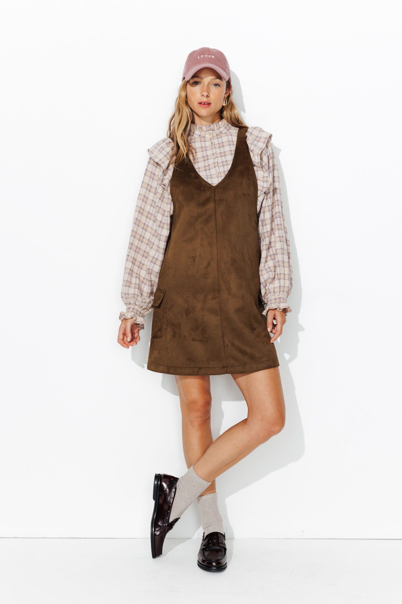 Robe en velours peau de pêche