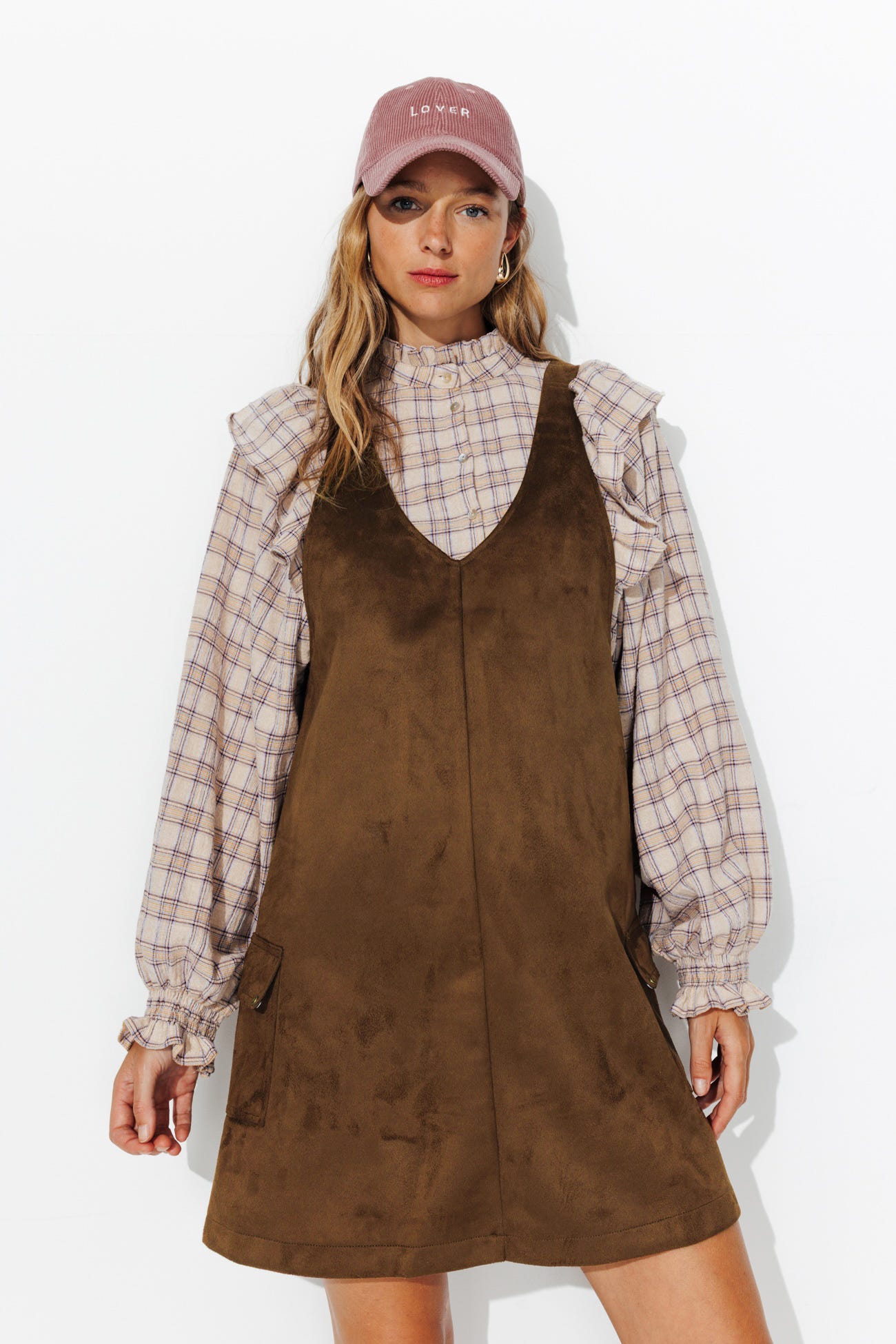 Robe en velours peau de pêche