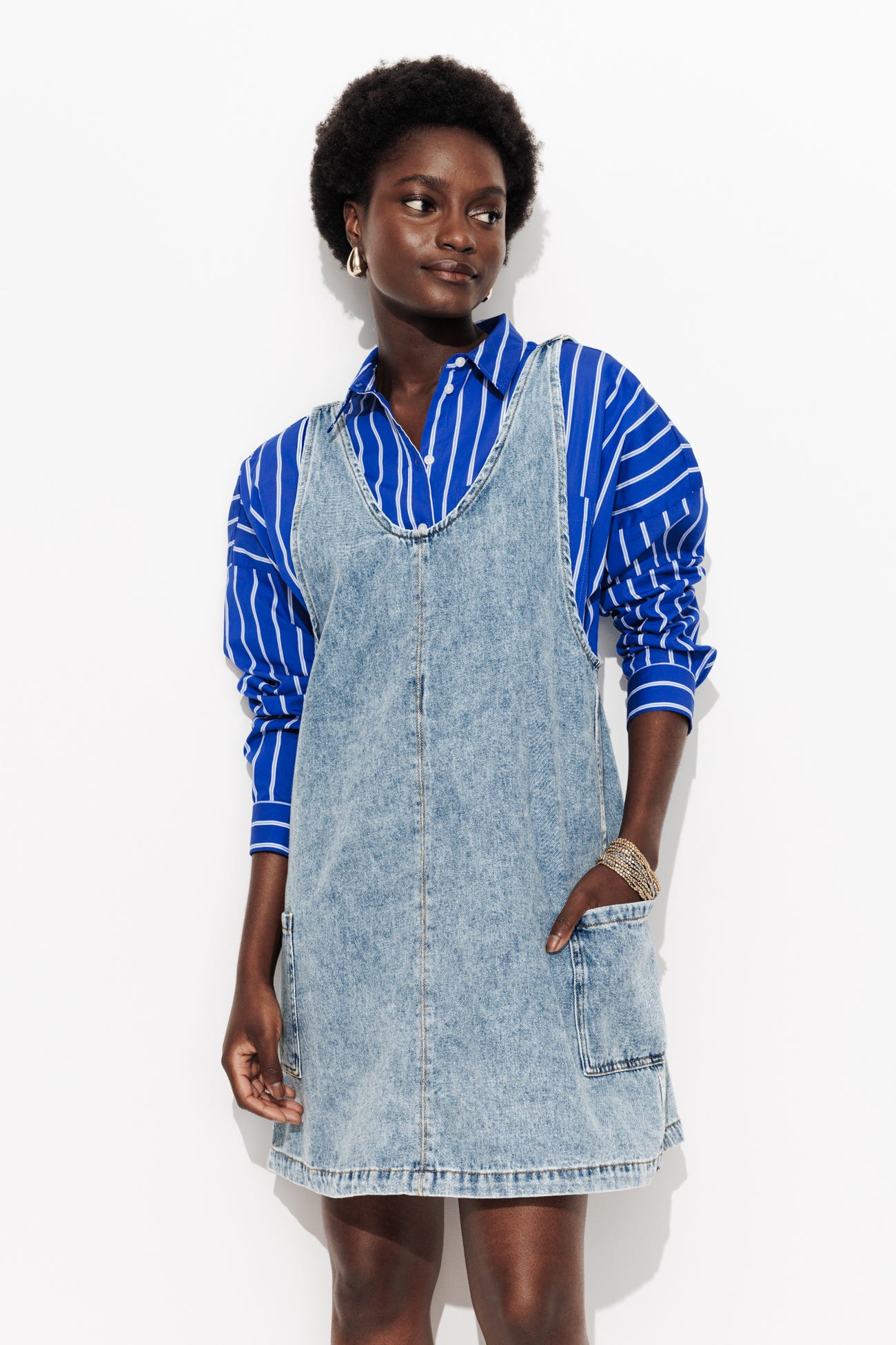 NINA denim dungaree dress