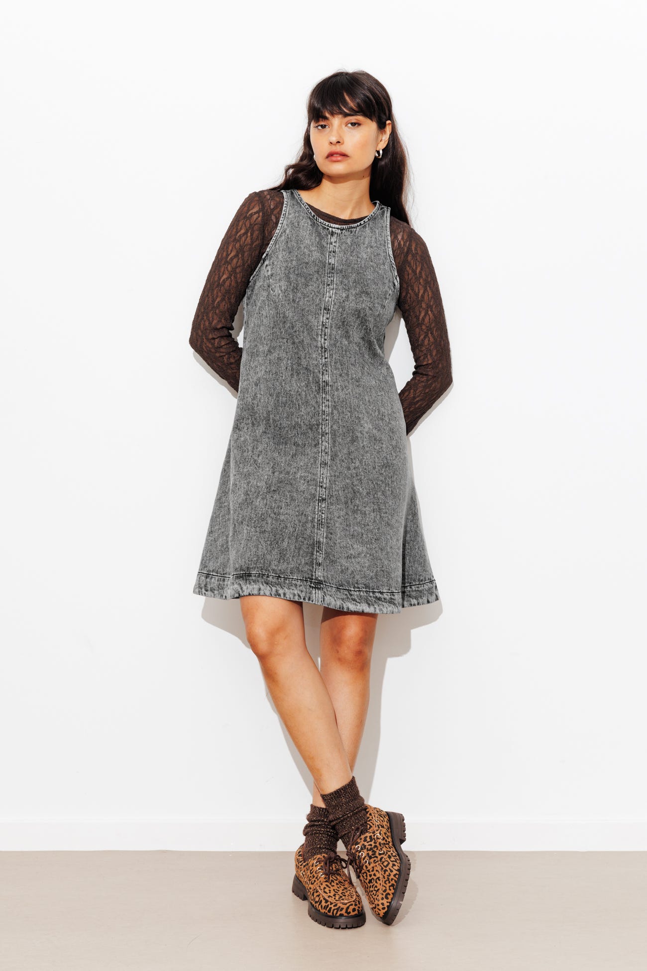 Robe courte trapèze en jean