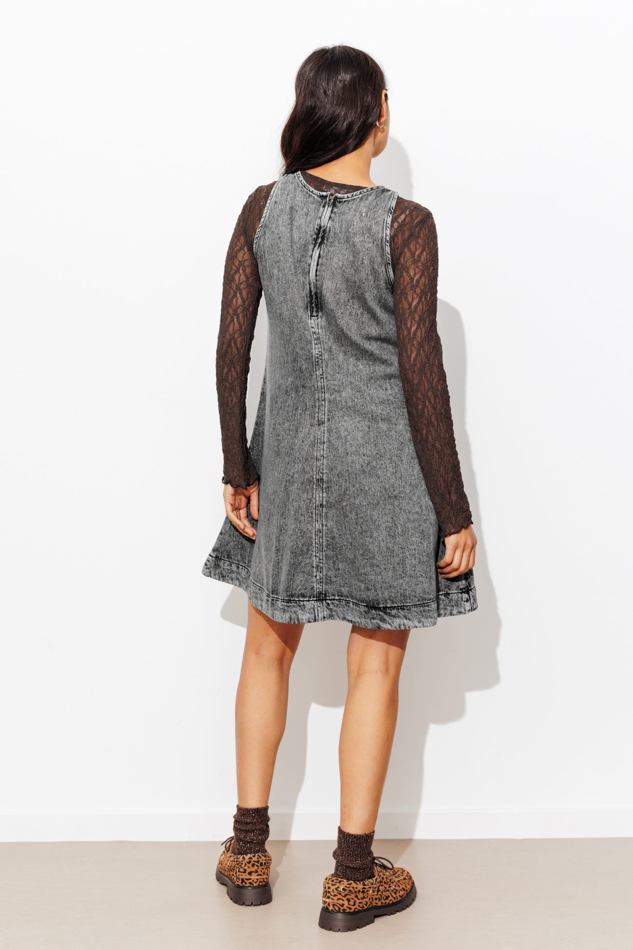 Robe courte trapèze en jean