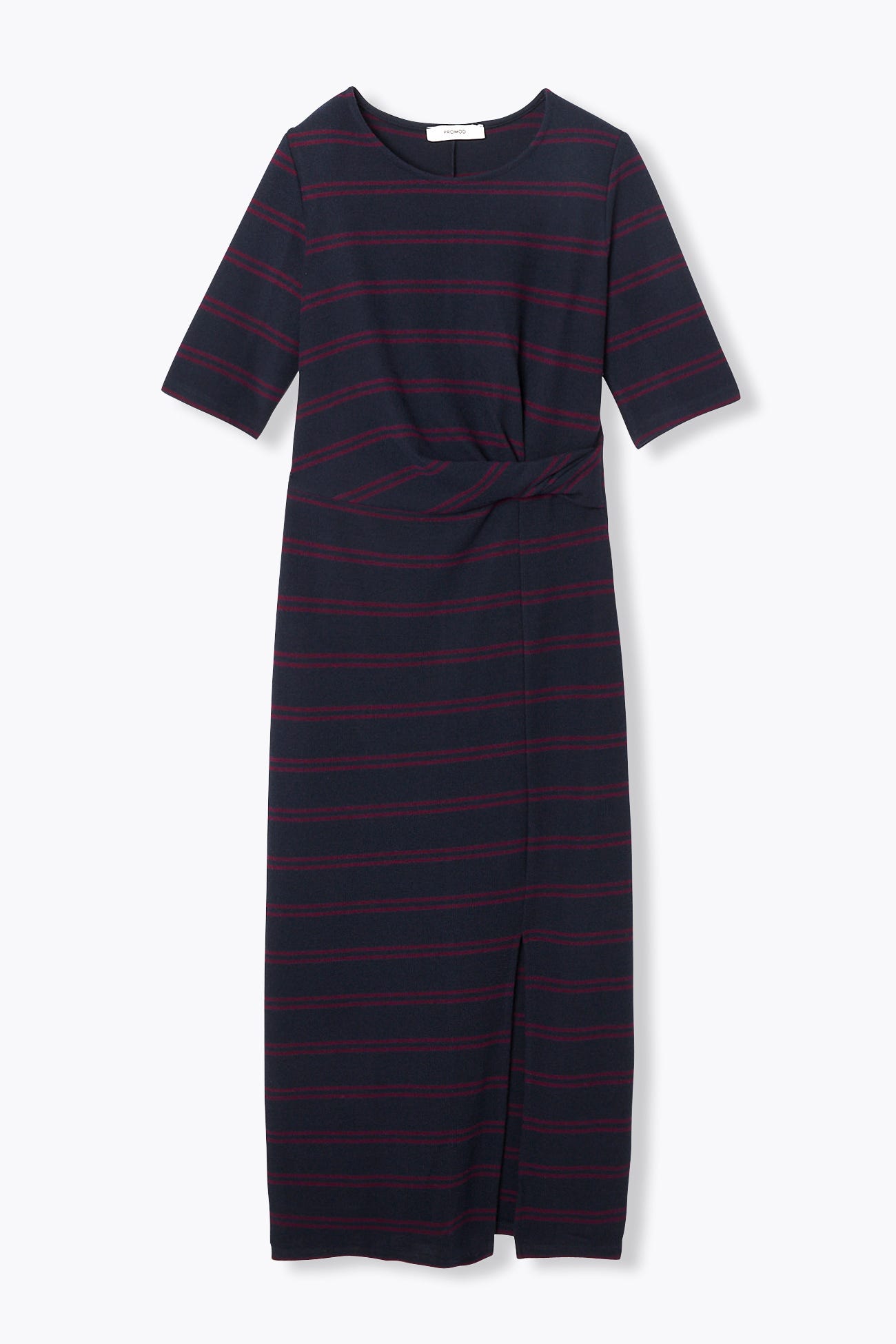 Robe longue en jersey côtelé