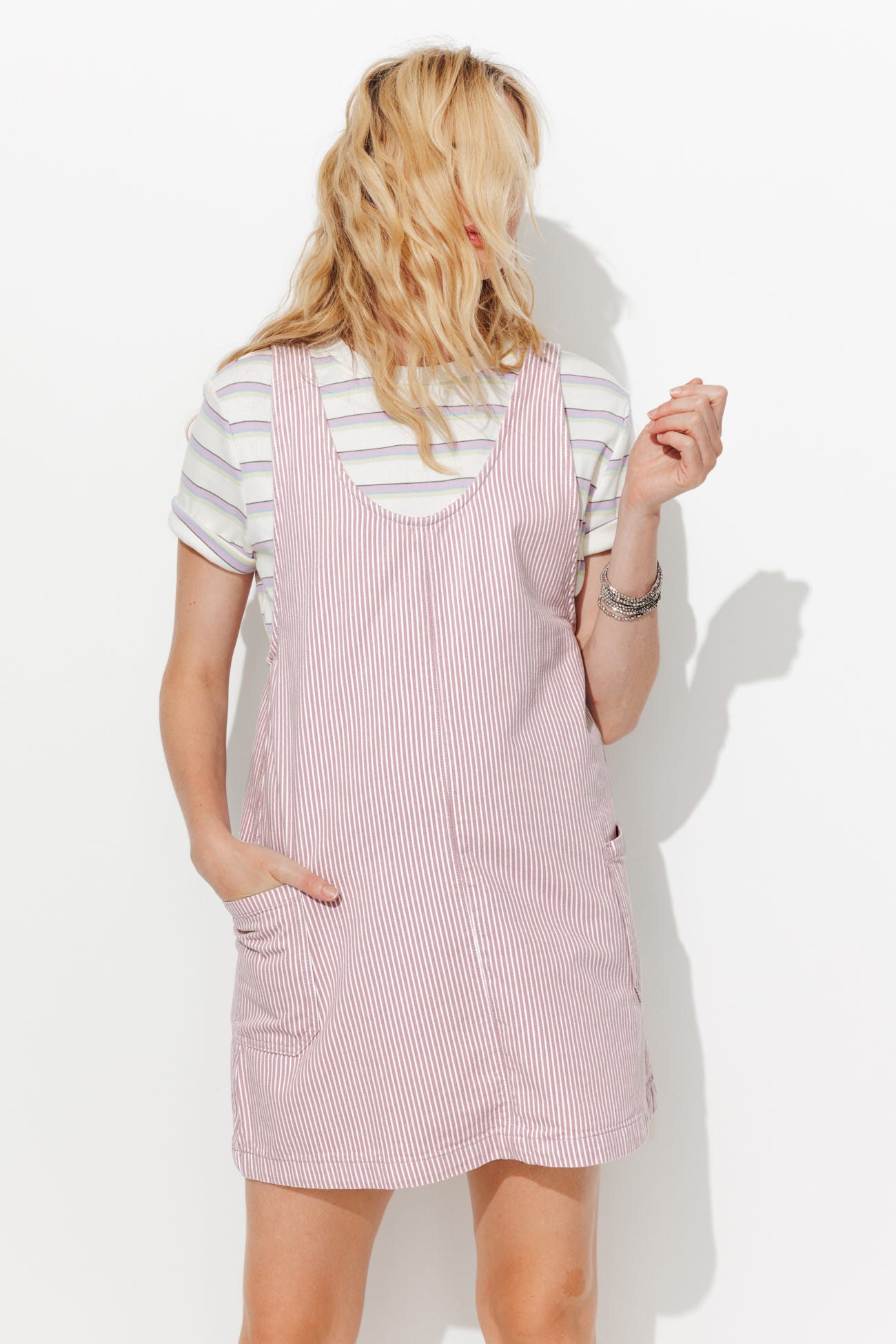 Robe-salopette rayée Femme