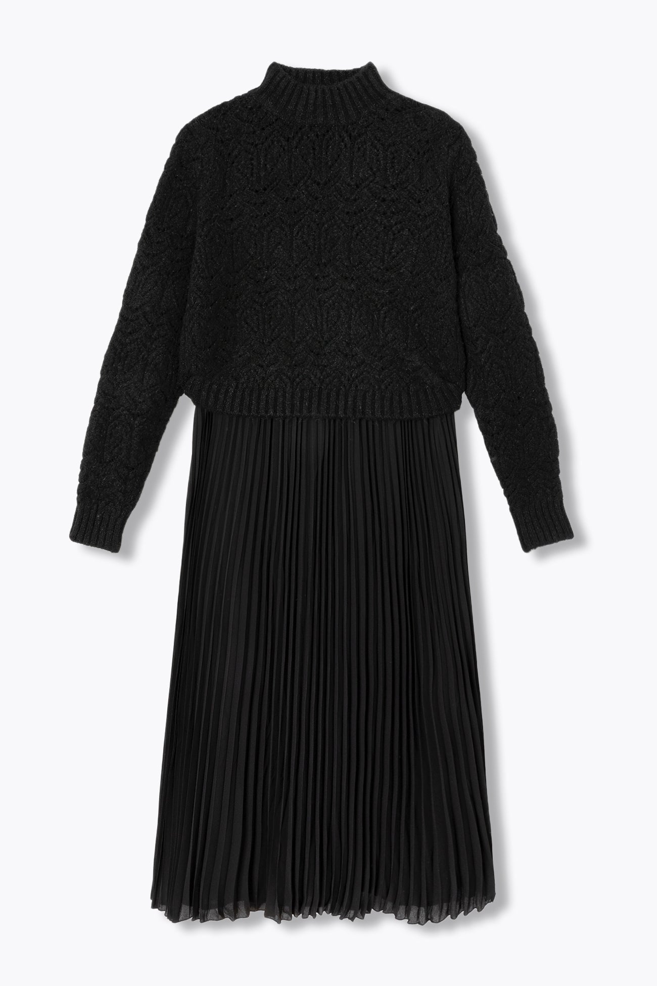 Faux layered jumper dress - Black
