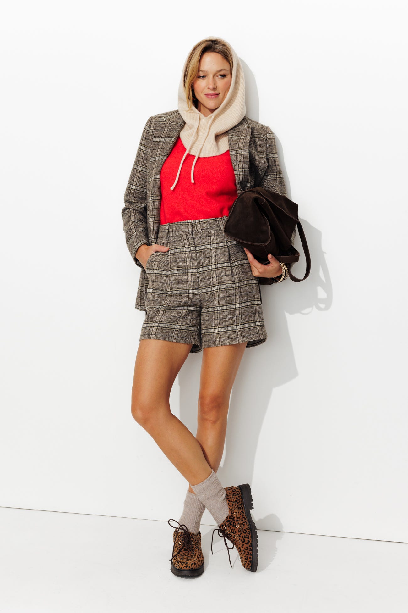 Short à carreaux Femme