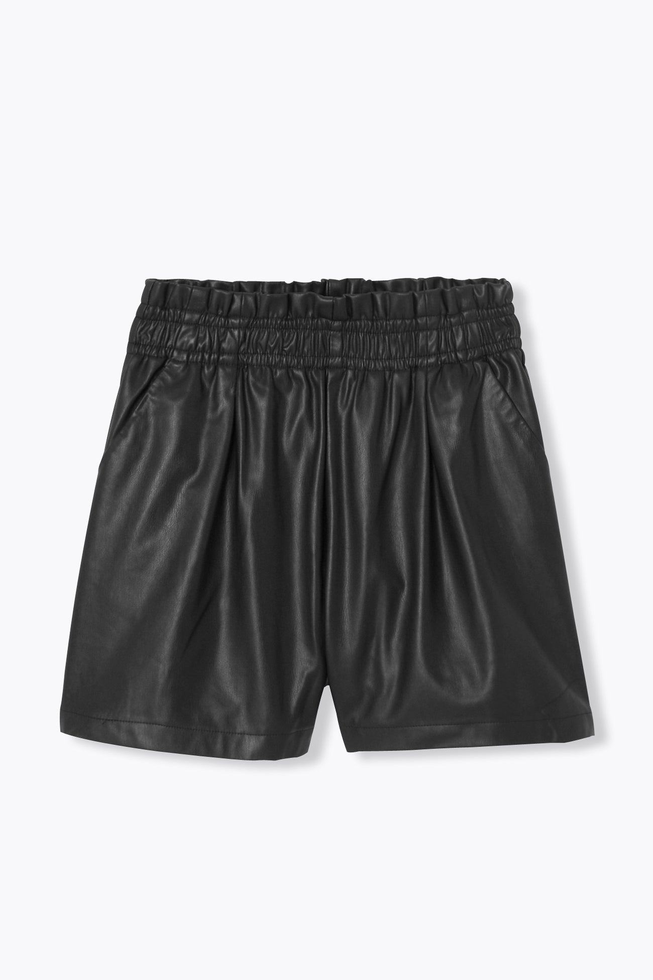 Faux leather paperbag shorts Black