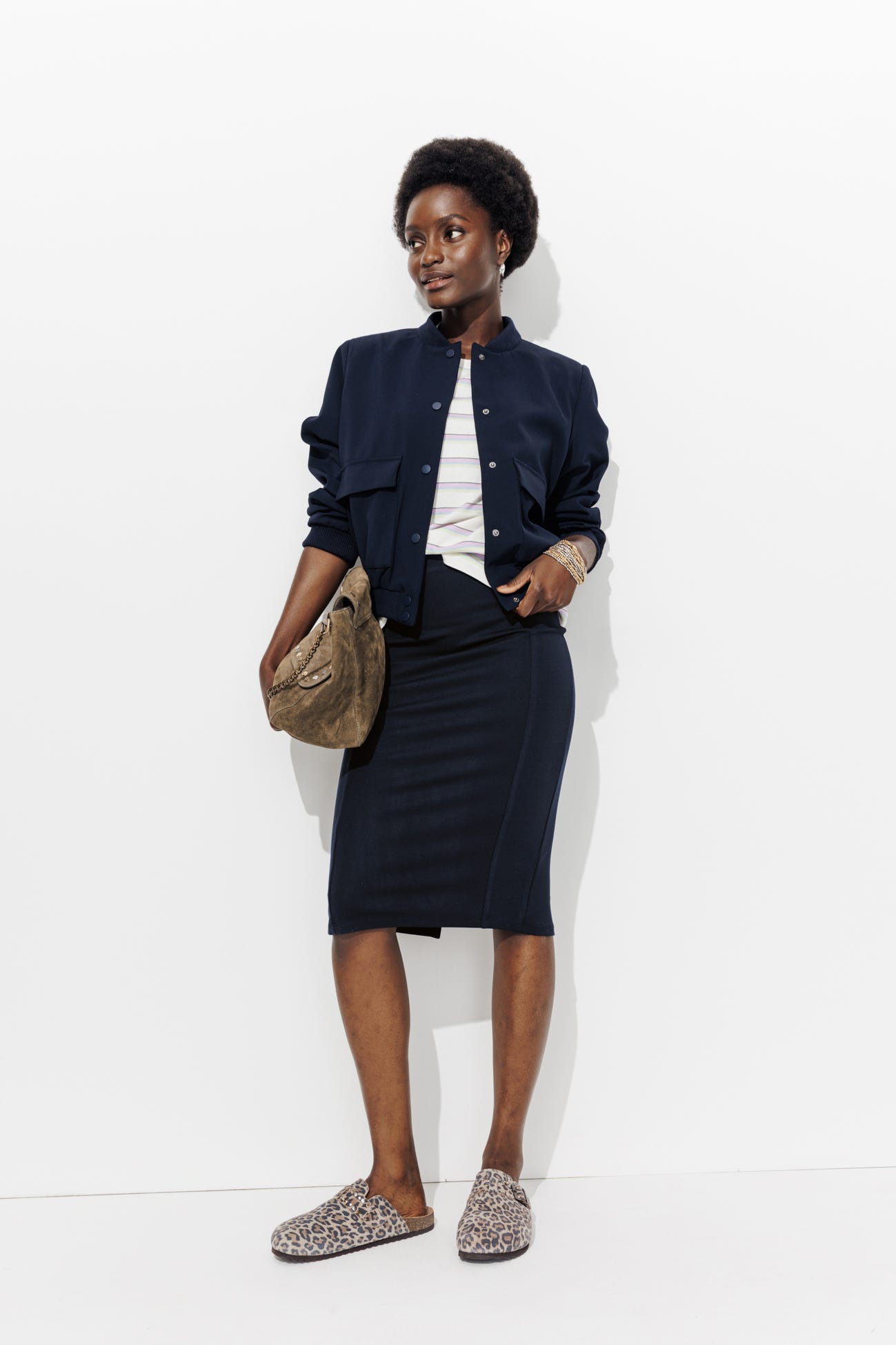 Jersey midi skirt