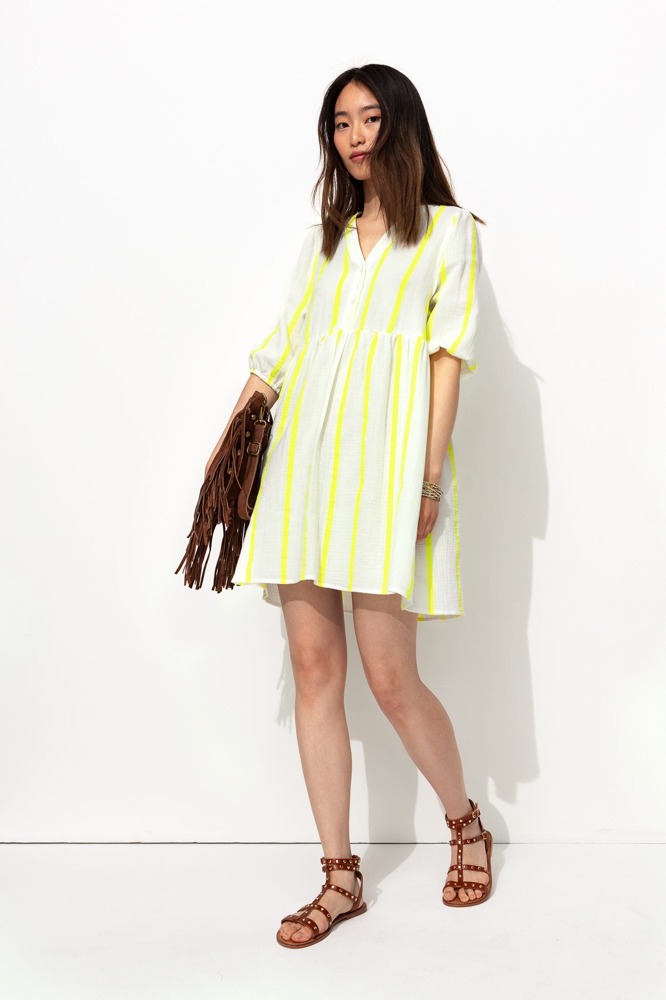 Robe courte en gaze de coton