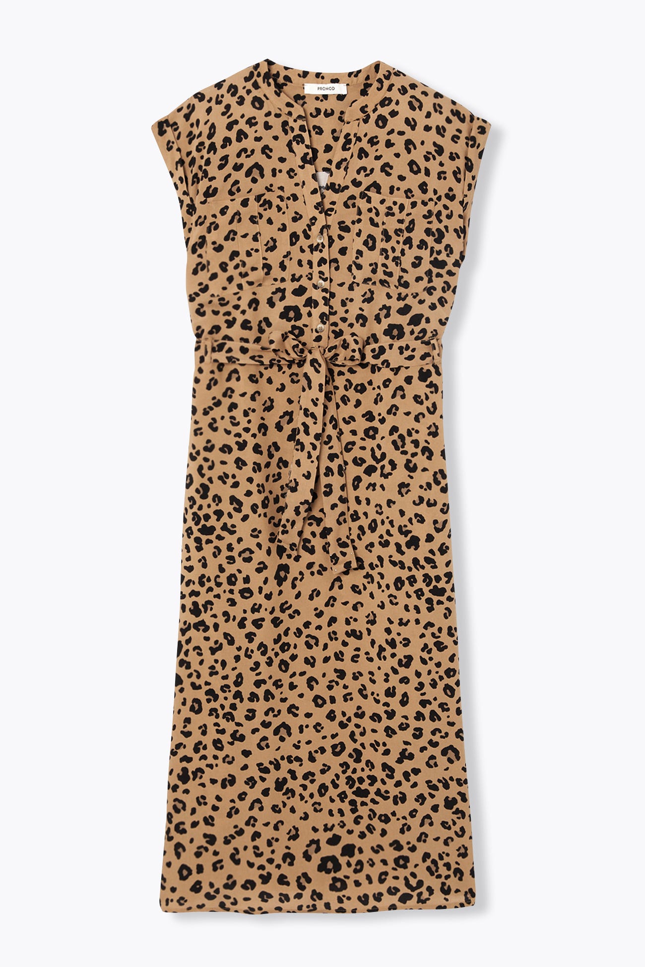 Robe midi ceinturée léopard