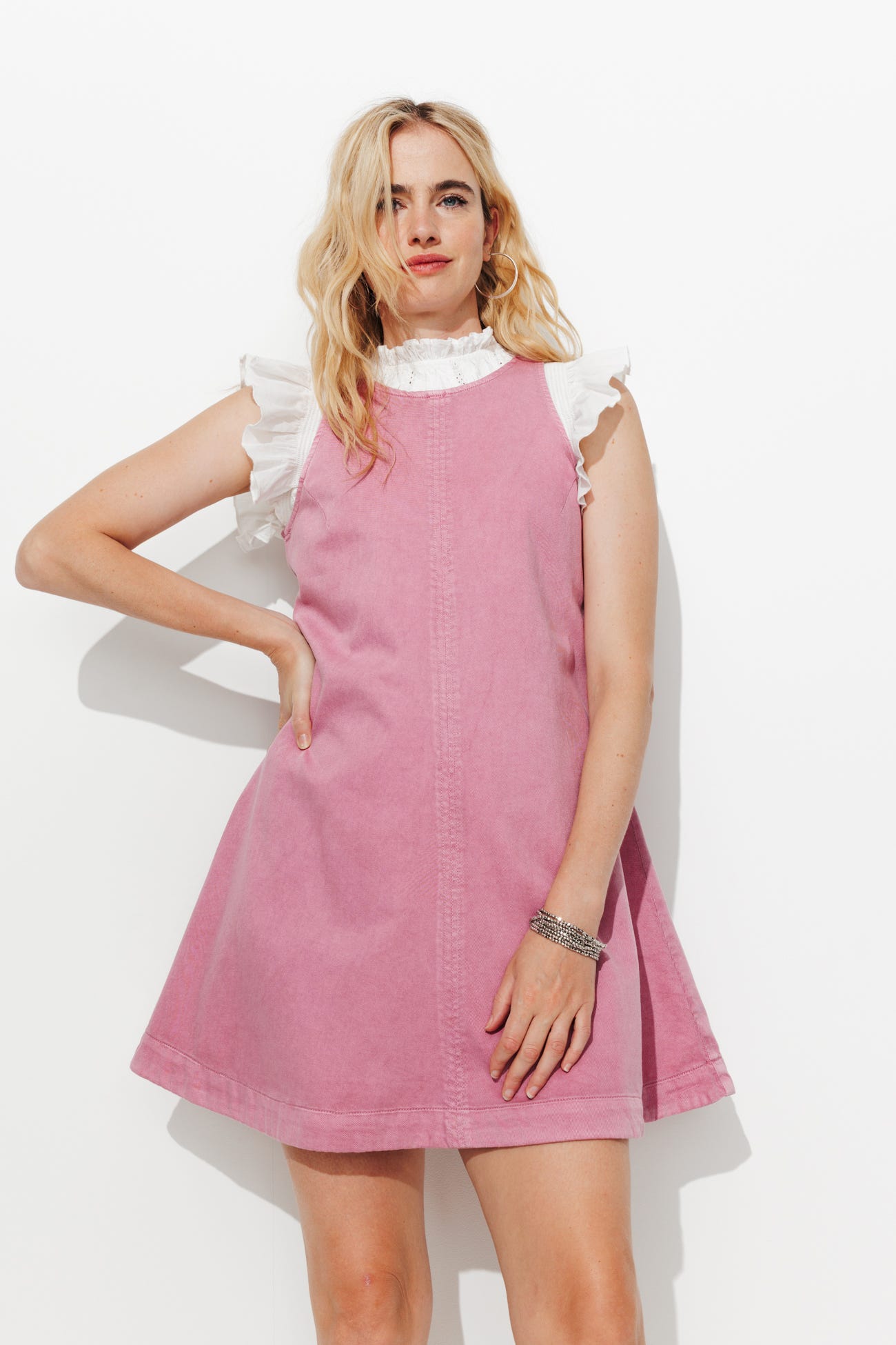Robe courte trapèze en jean