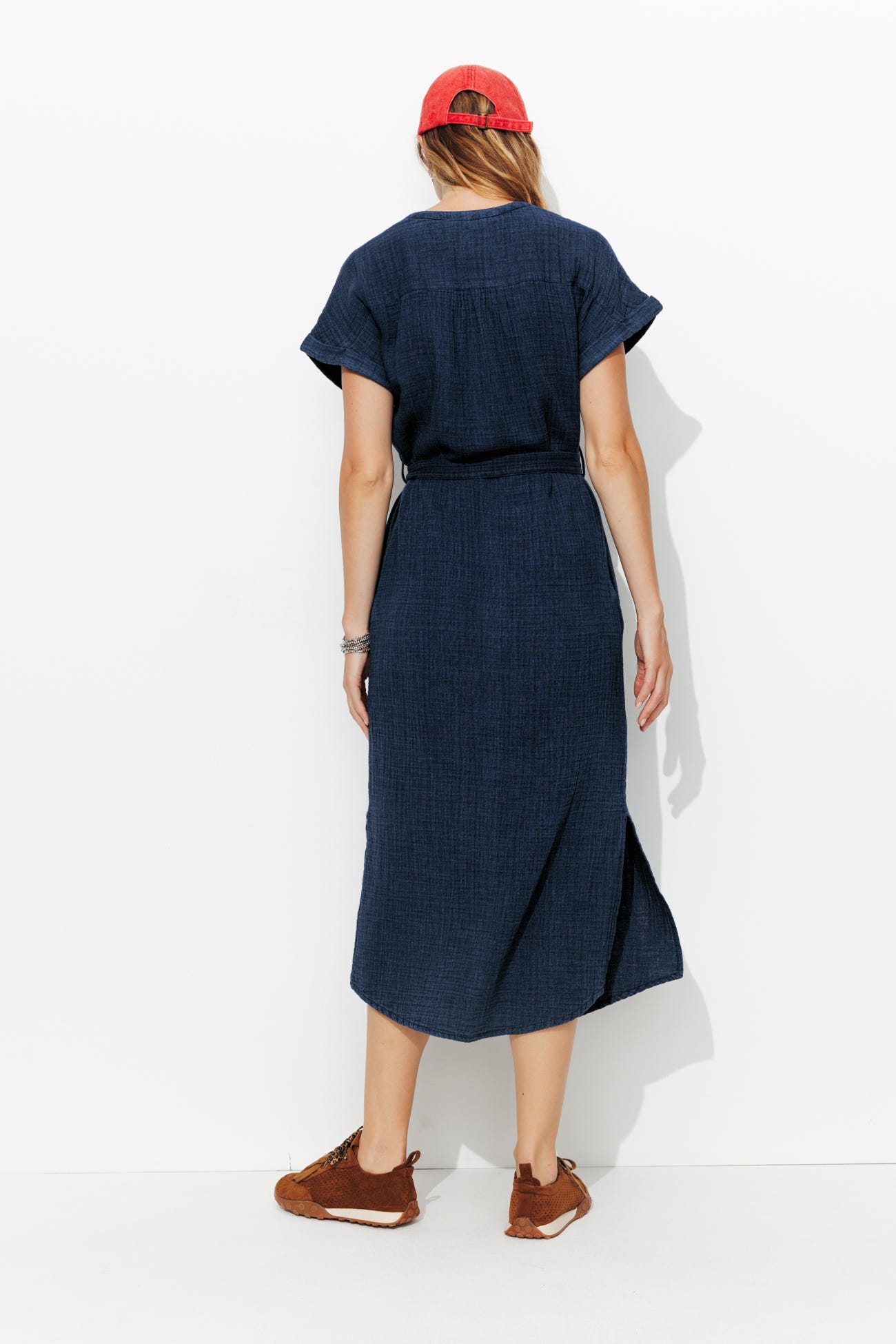 Midi dress in gauze cotton