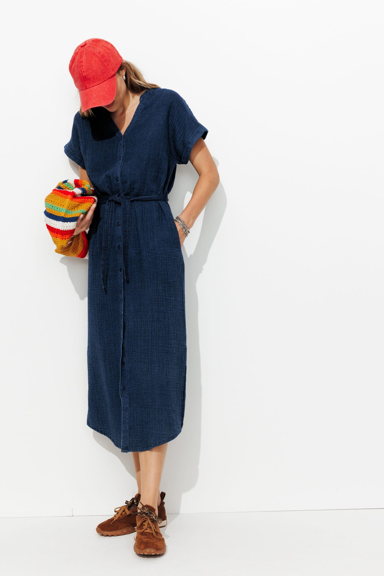 Robe midi gaze de coton Femme