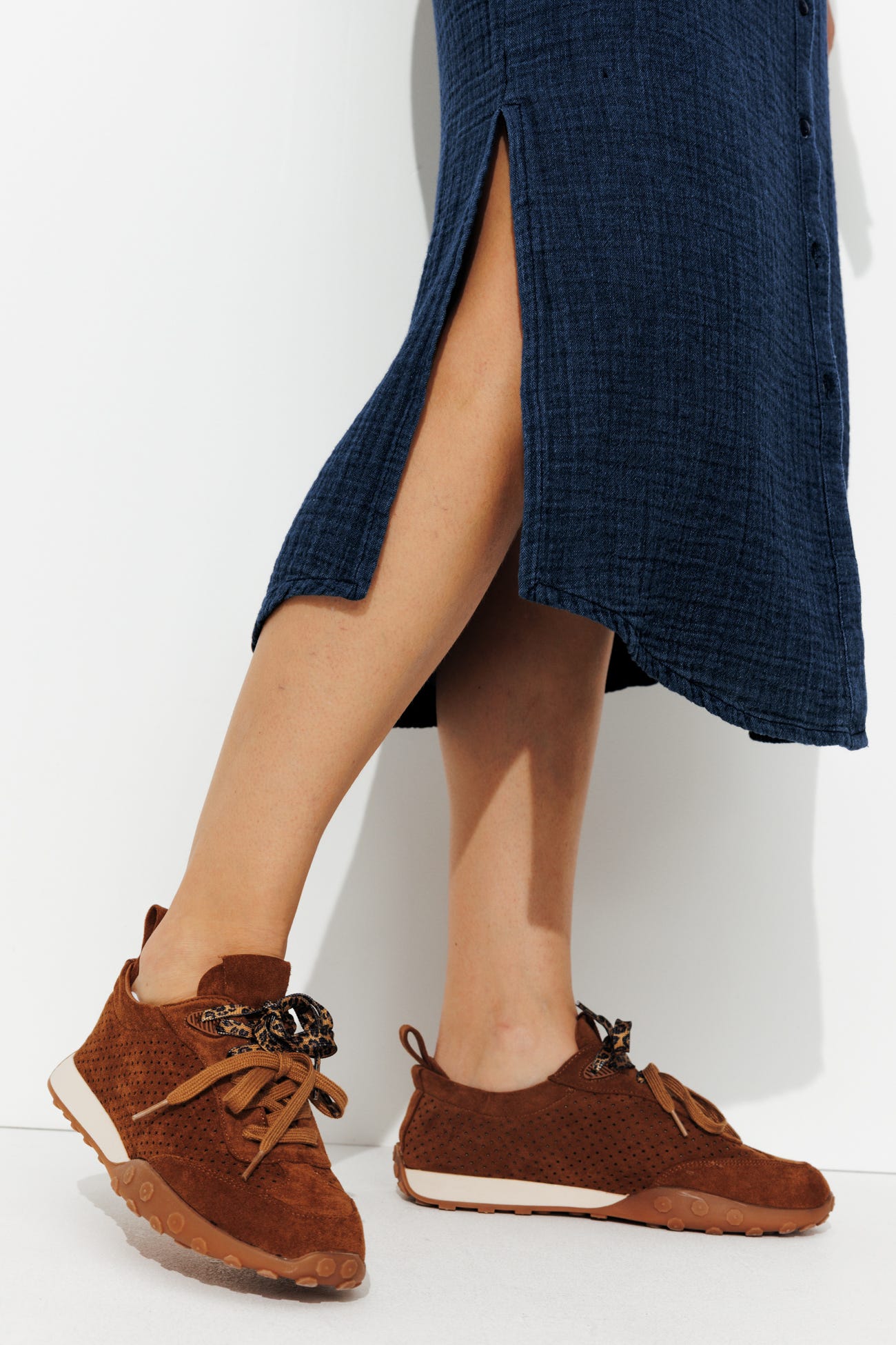 Midi dress in gauze cotton