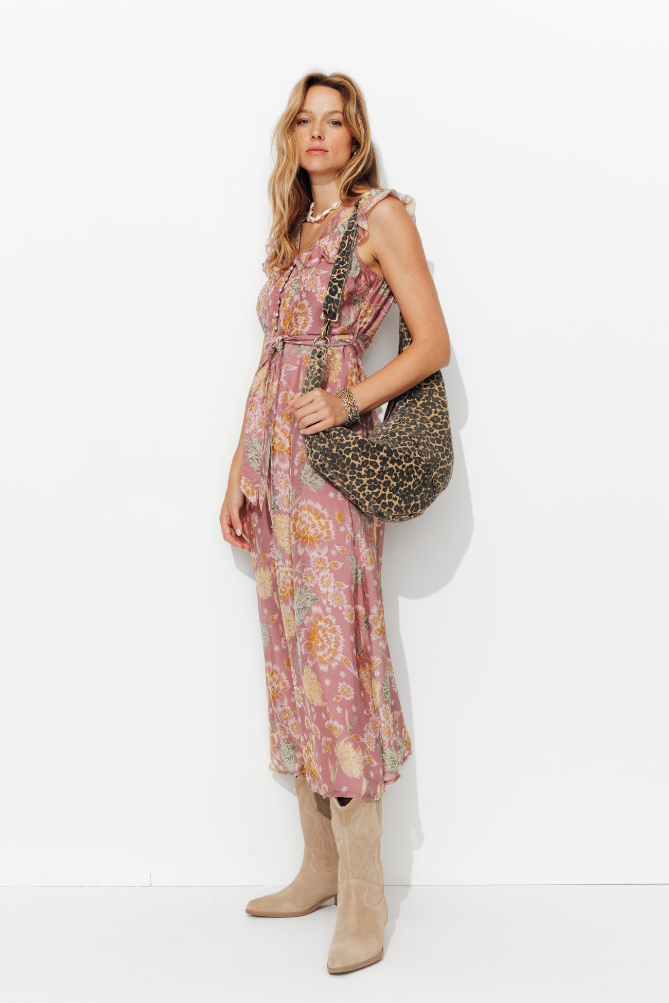 Robe longue viscose soie