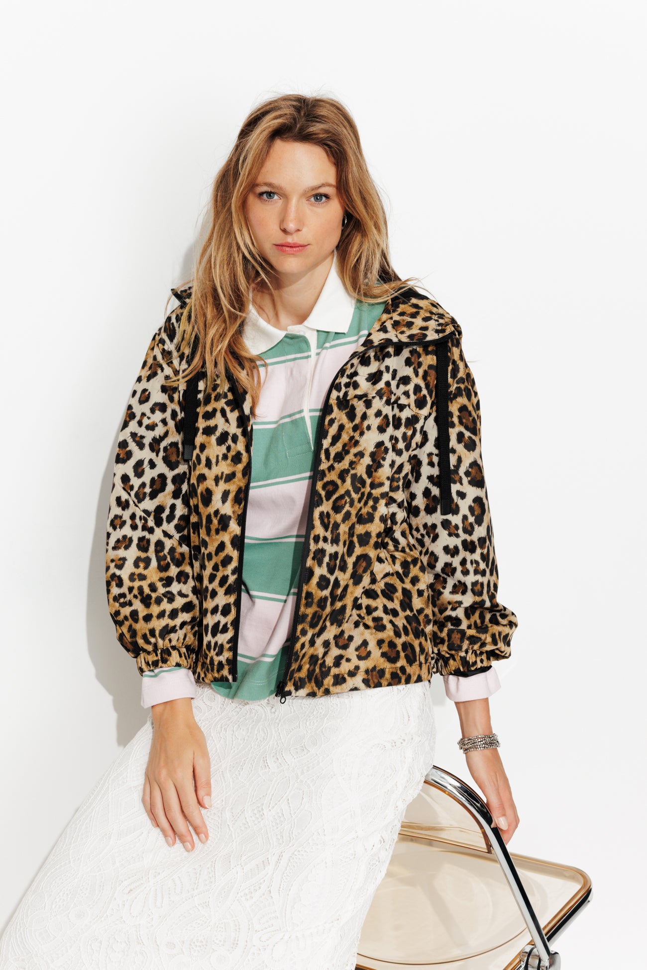 Leopard windcheater jacket - Multicolour print