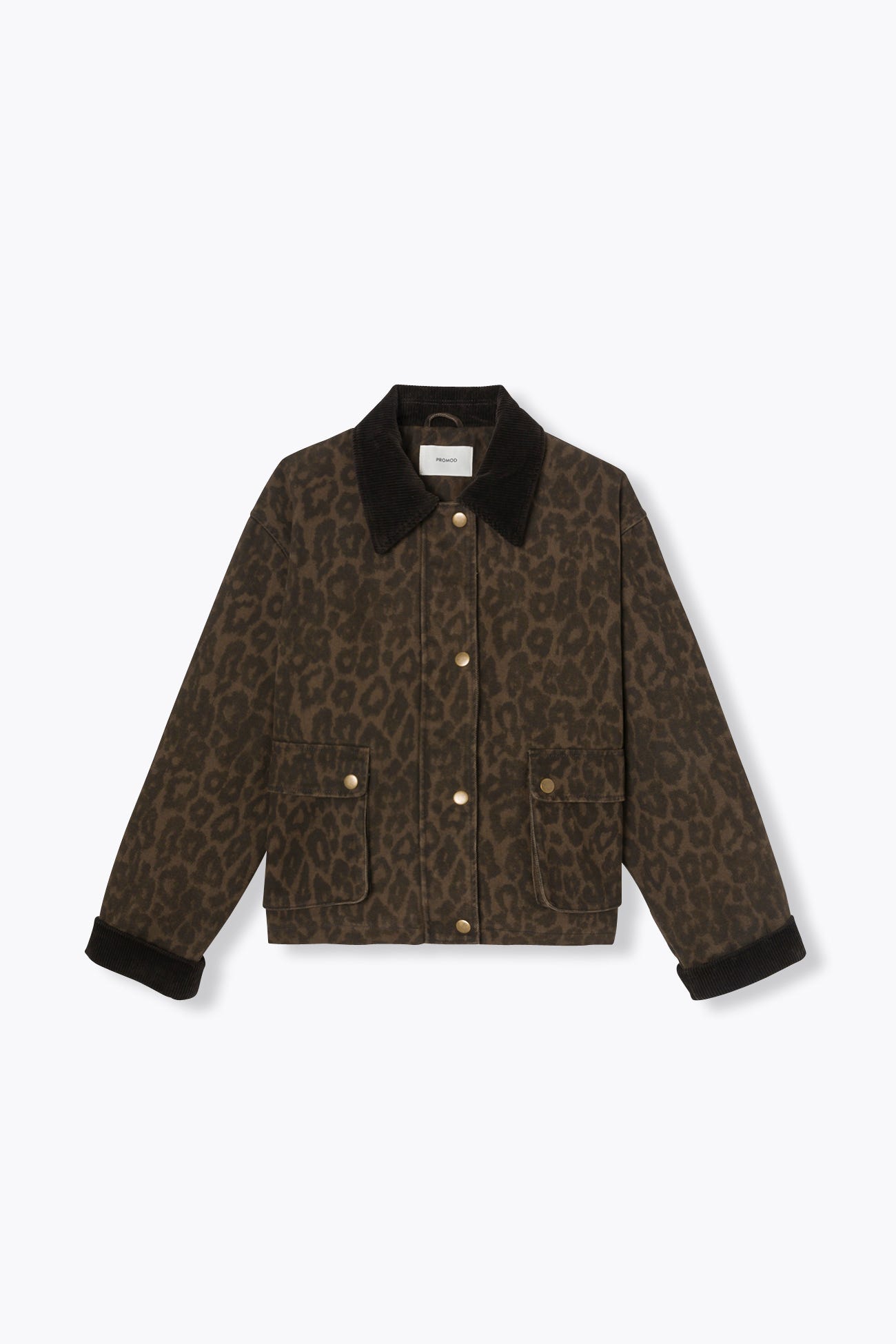Veste courte en toile léopard