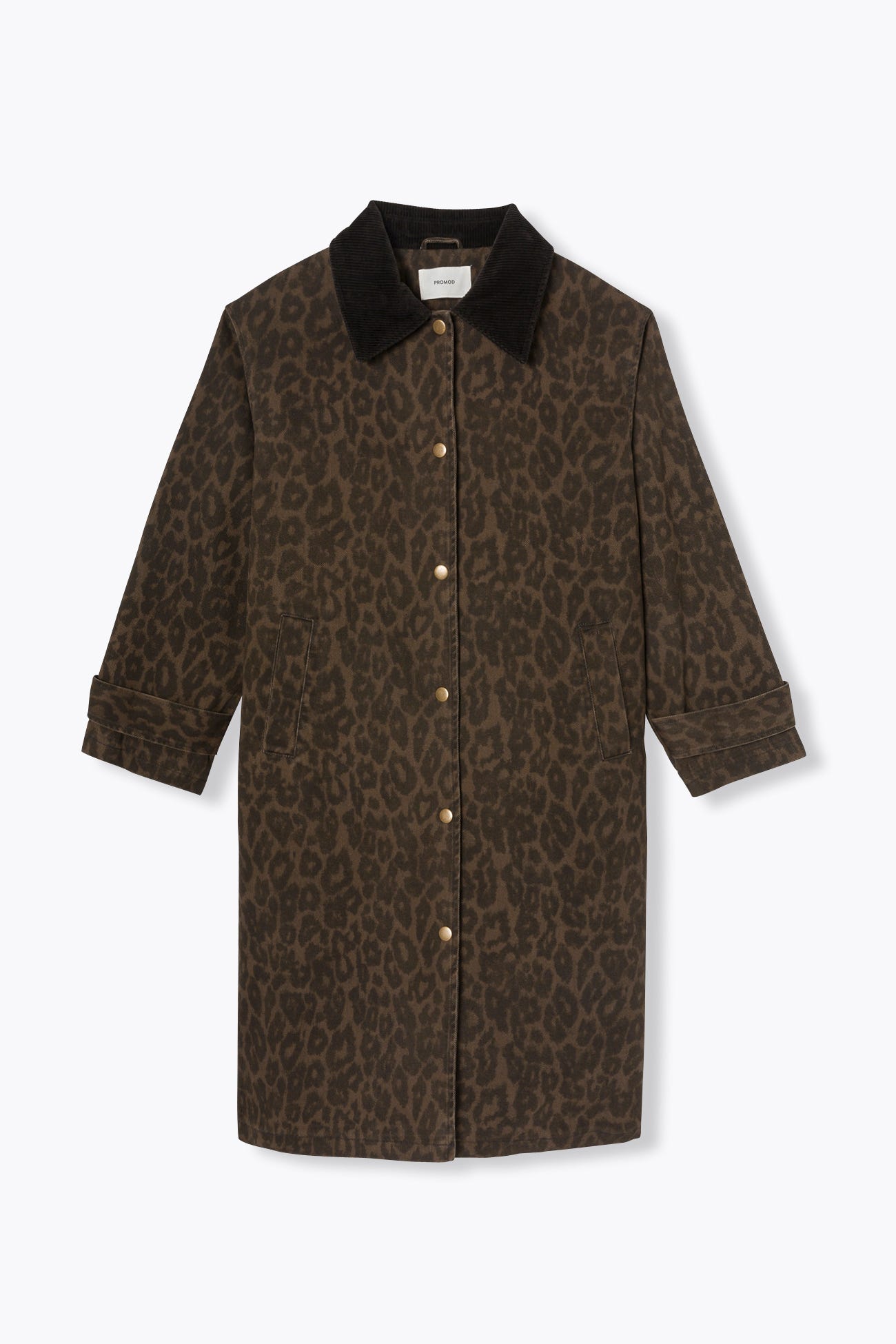 Veste longue en toile léopard