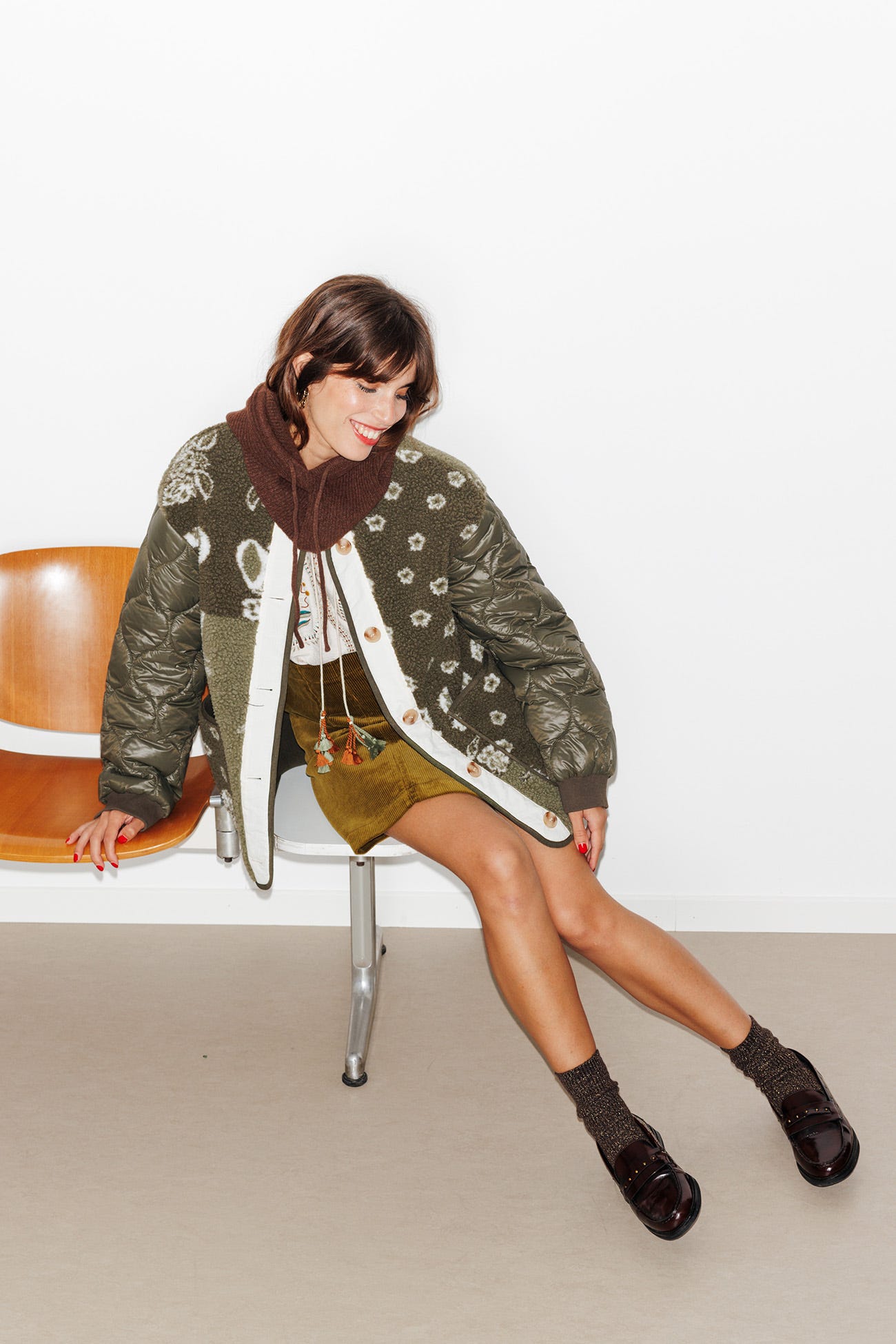 Chaqueta sherpa estampada