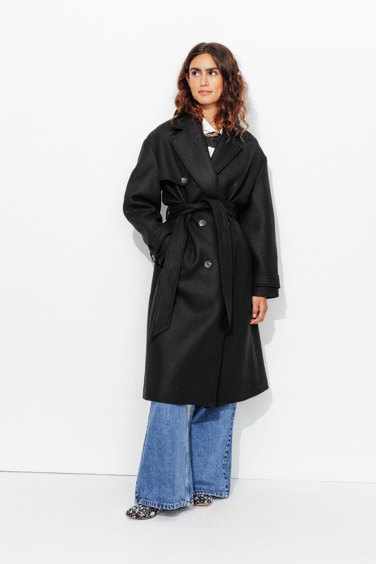 Manteau long ceinturé Femme