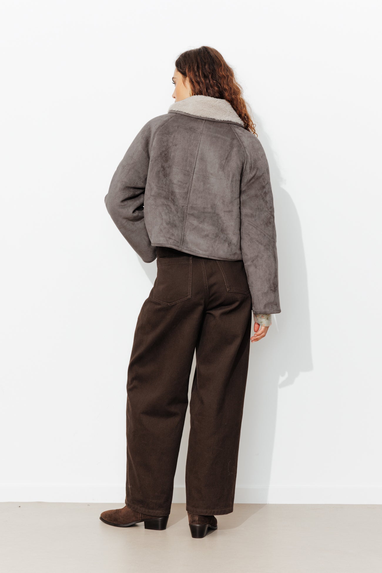 Mock sheepskin jacket - Camel