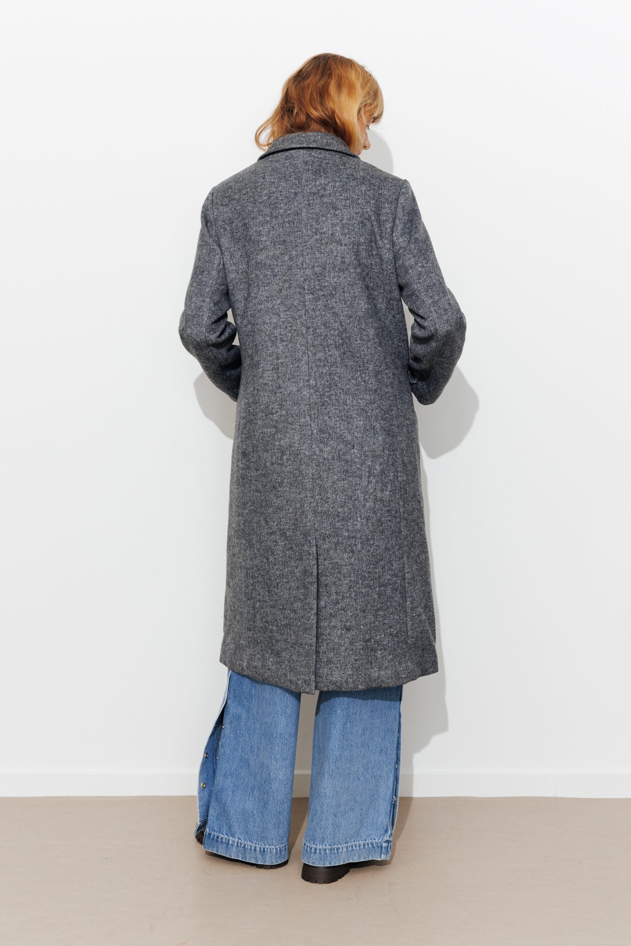 Manteau long en laine mélangée