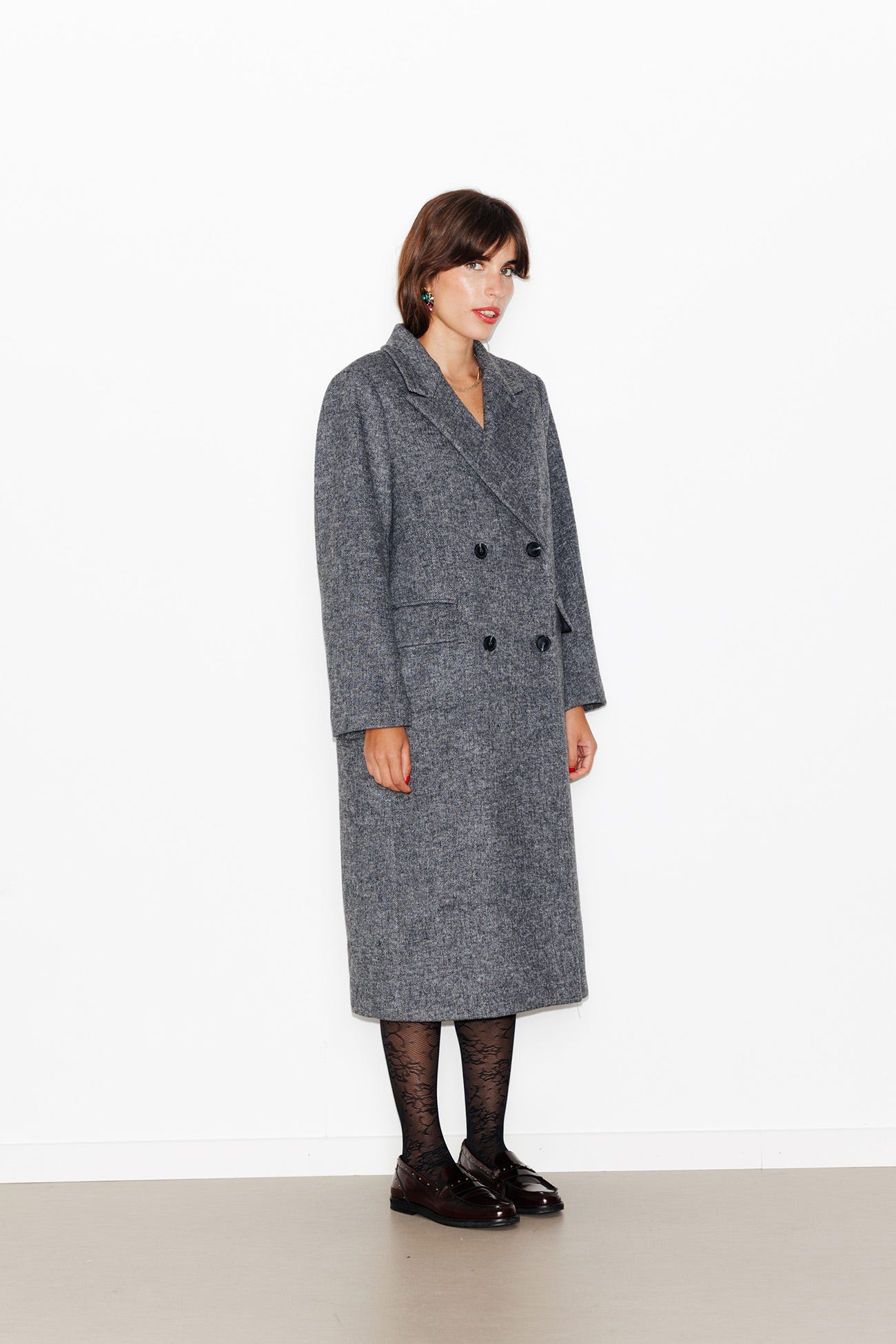 Langer Mantel mit Wollanteil