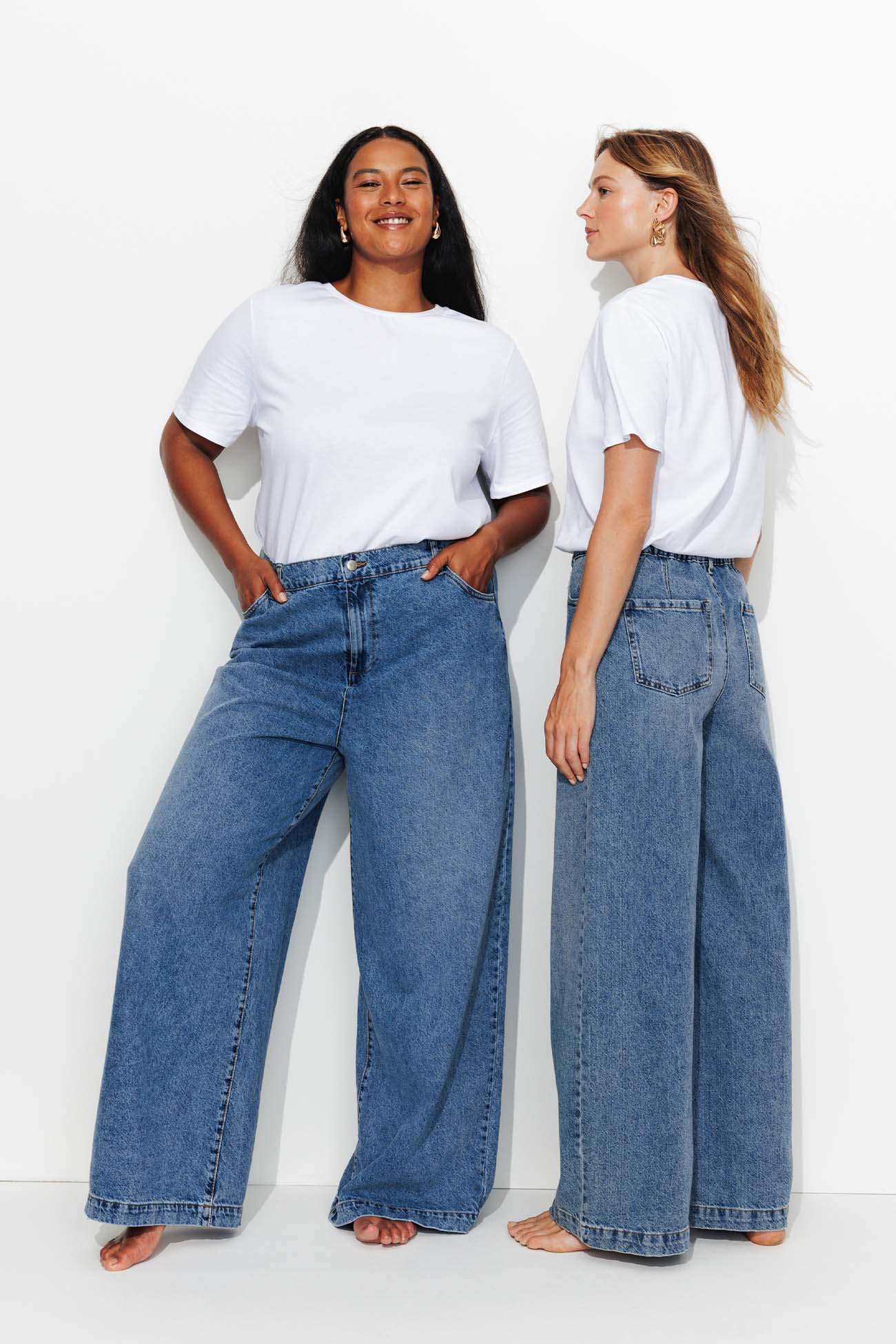 Jeans larghi a vita alta