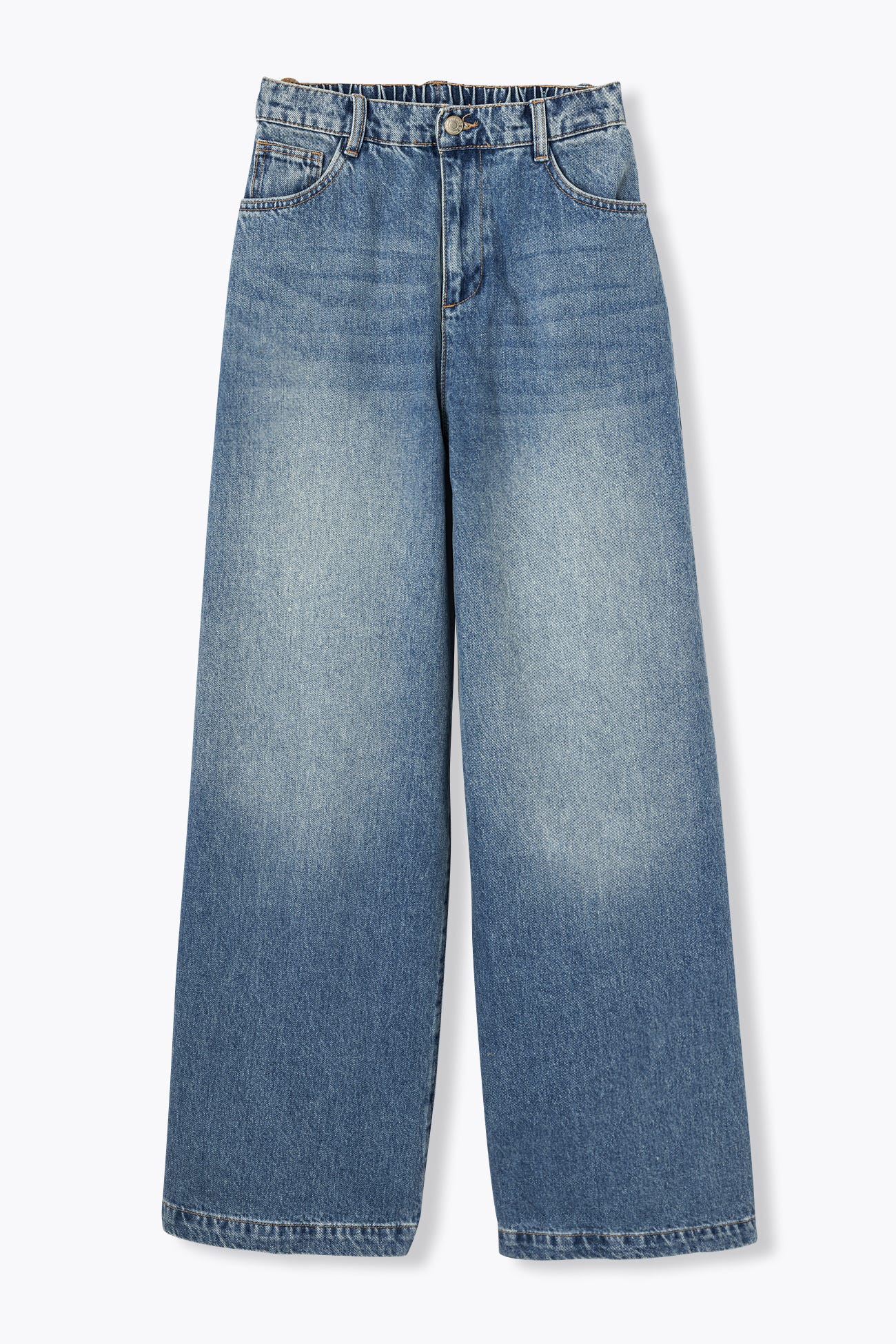 Jean large taille haute Femme