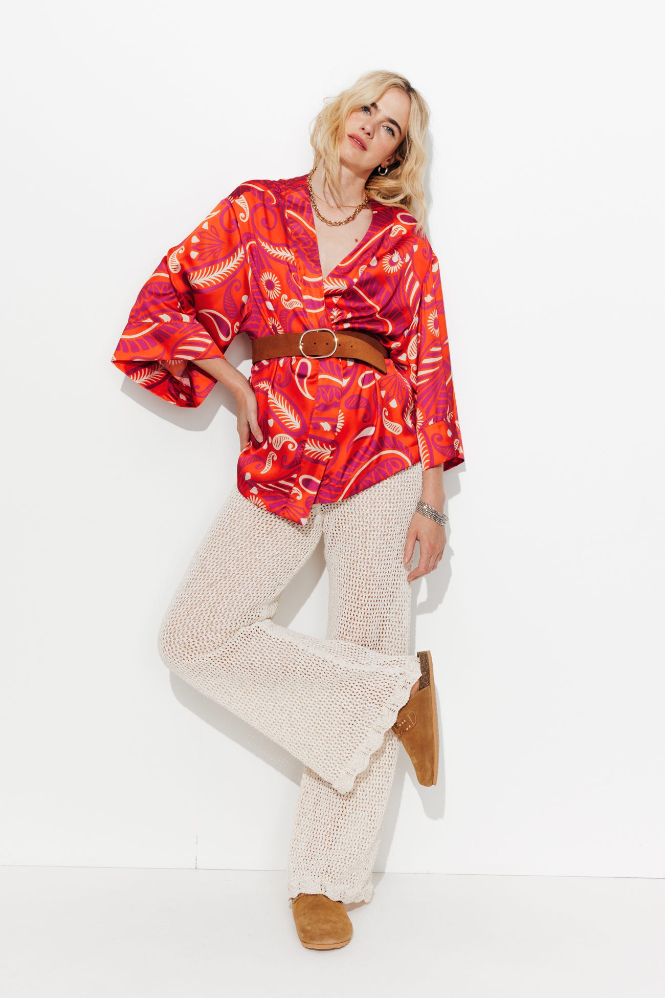 Chaqueta kimono satén