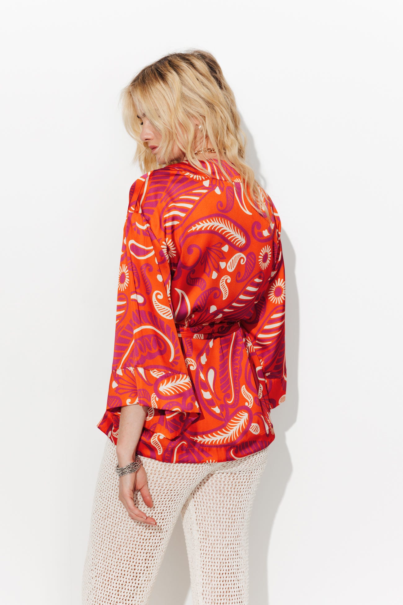 Chaqueta kimono satén