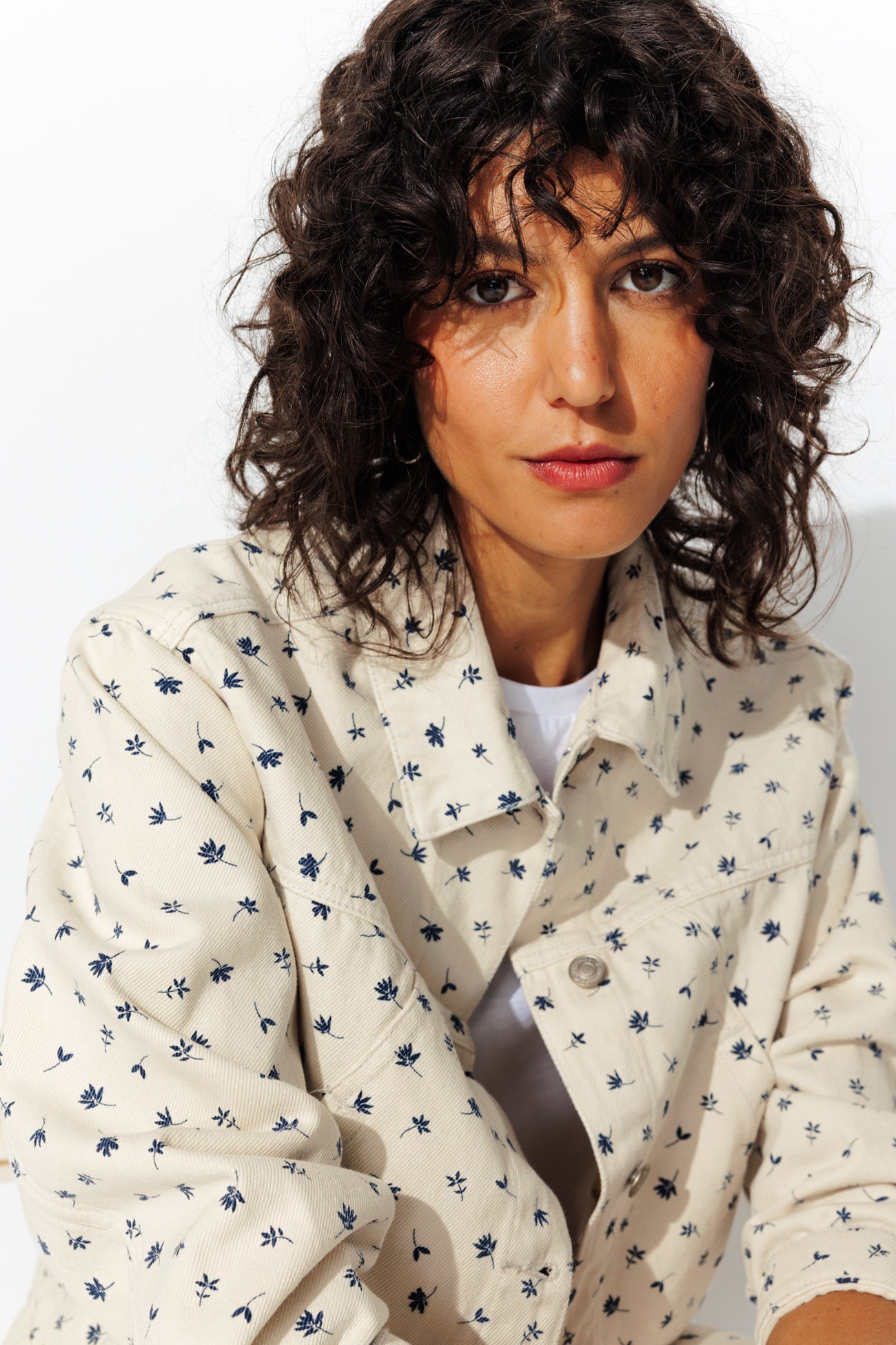 Veste trucker à fleurs Femme