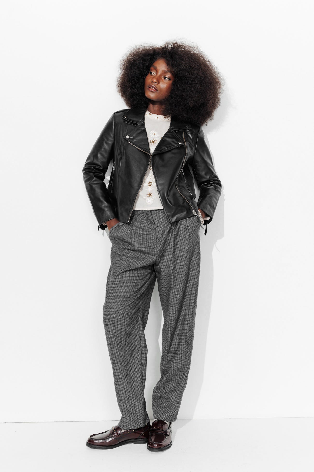 Blouson en cuir Femme